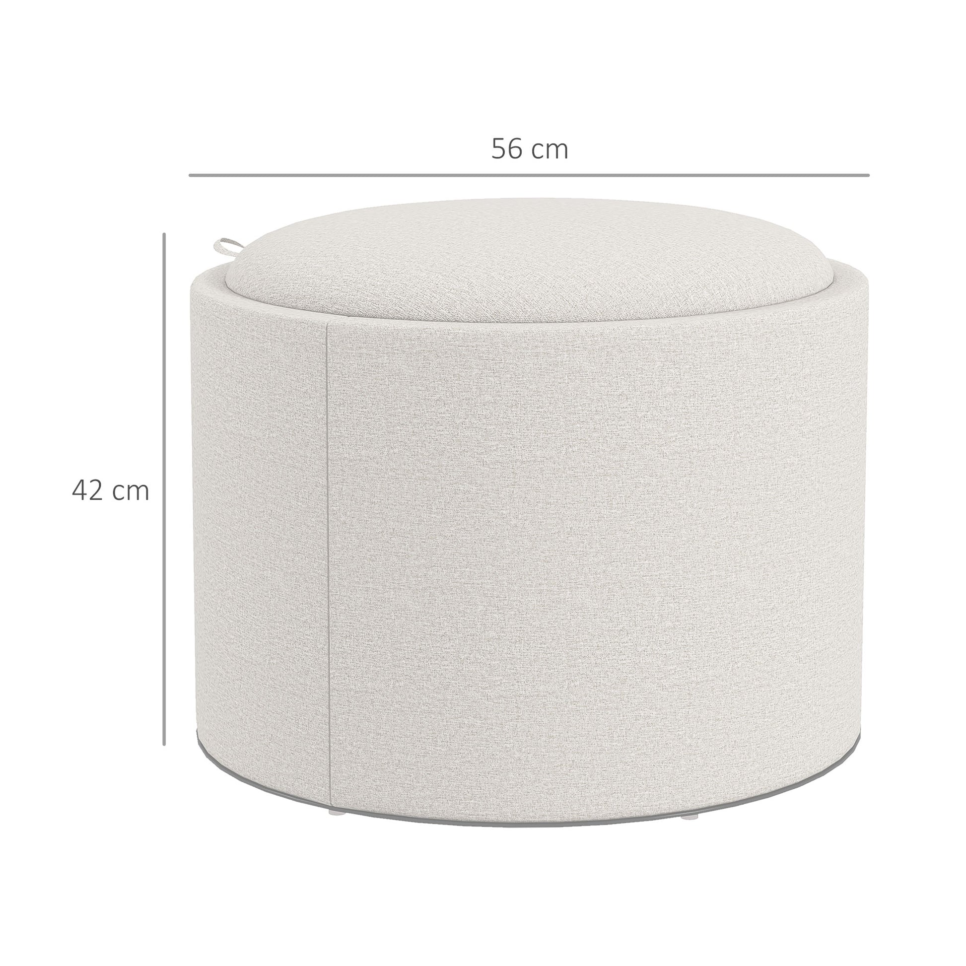 Storage Ottoman Footrest Ottoman Cube Storage Box Padded Ottoman, Linen-Like 56 x 42 x 42 cm Cream