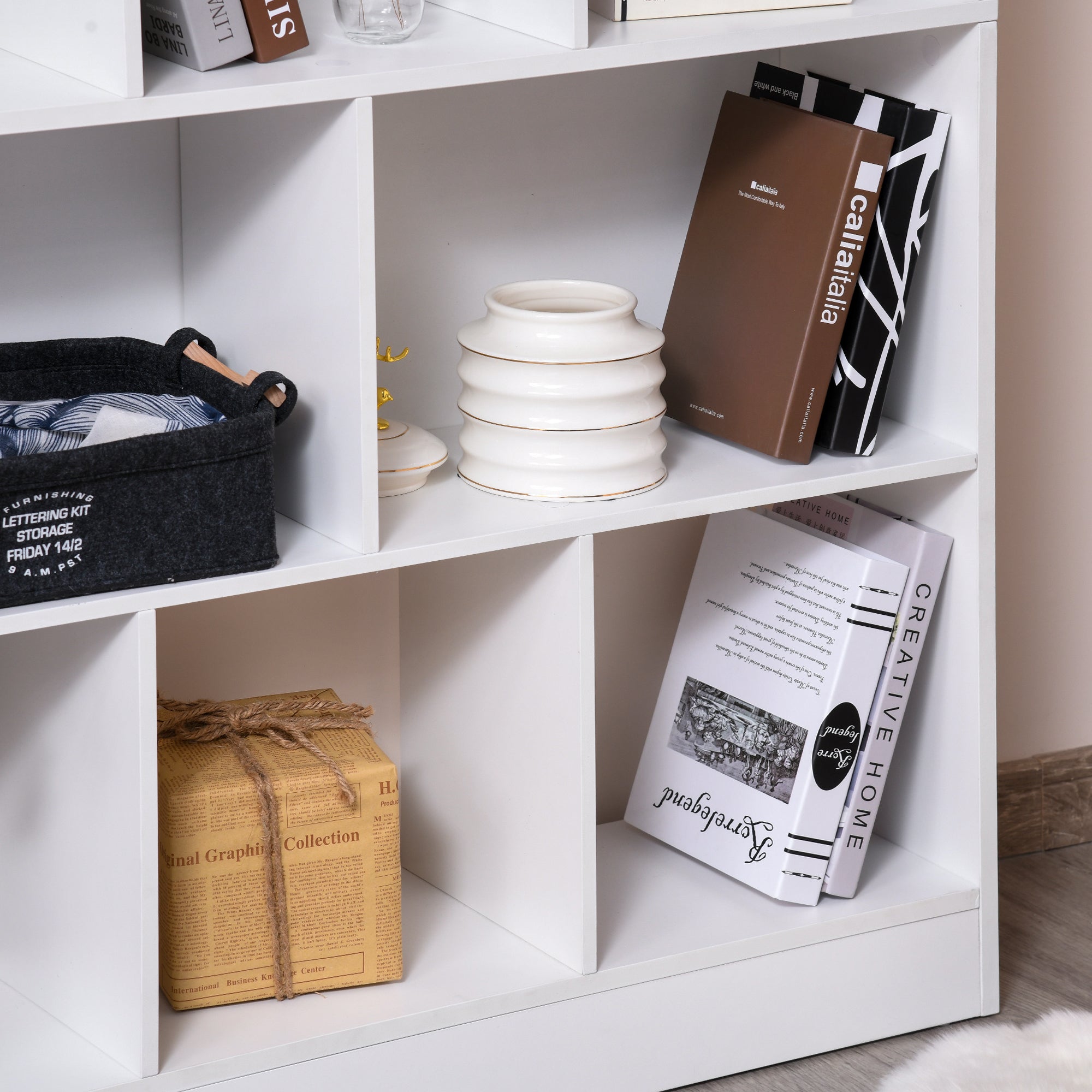 4-Tier Bookshelf with 10 Compartments Multi-Purpose Storage Shelves for Books Plants 100x23.8x140 cm White