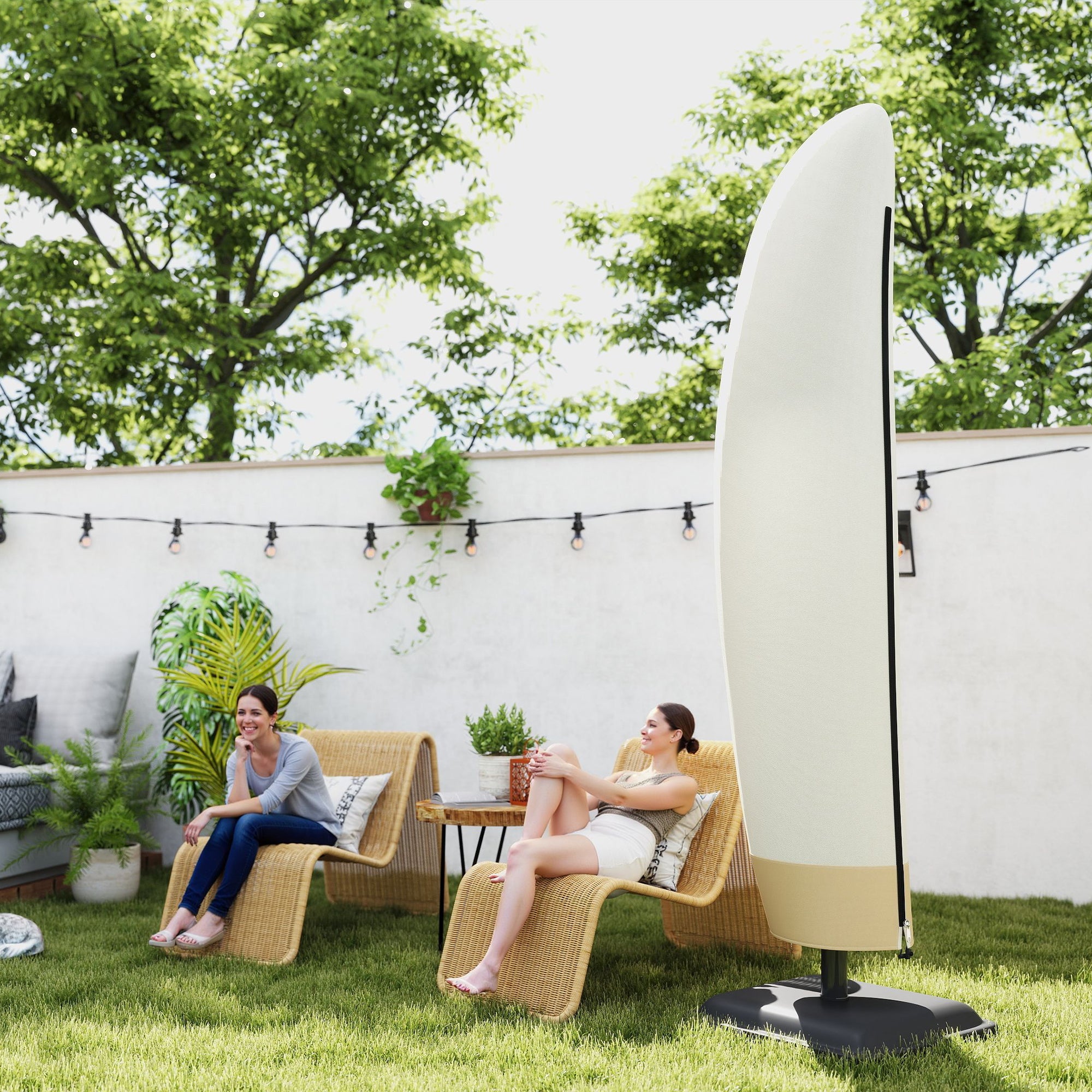 Umbrella Cover for Ø 400 cm Waterproof Weather-Resistant Umbrella Cover with Zipper Drawstring Oxford Fabric UV-Resistant Cantilever Umbrella Covers 220 ×56 cm Beige