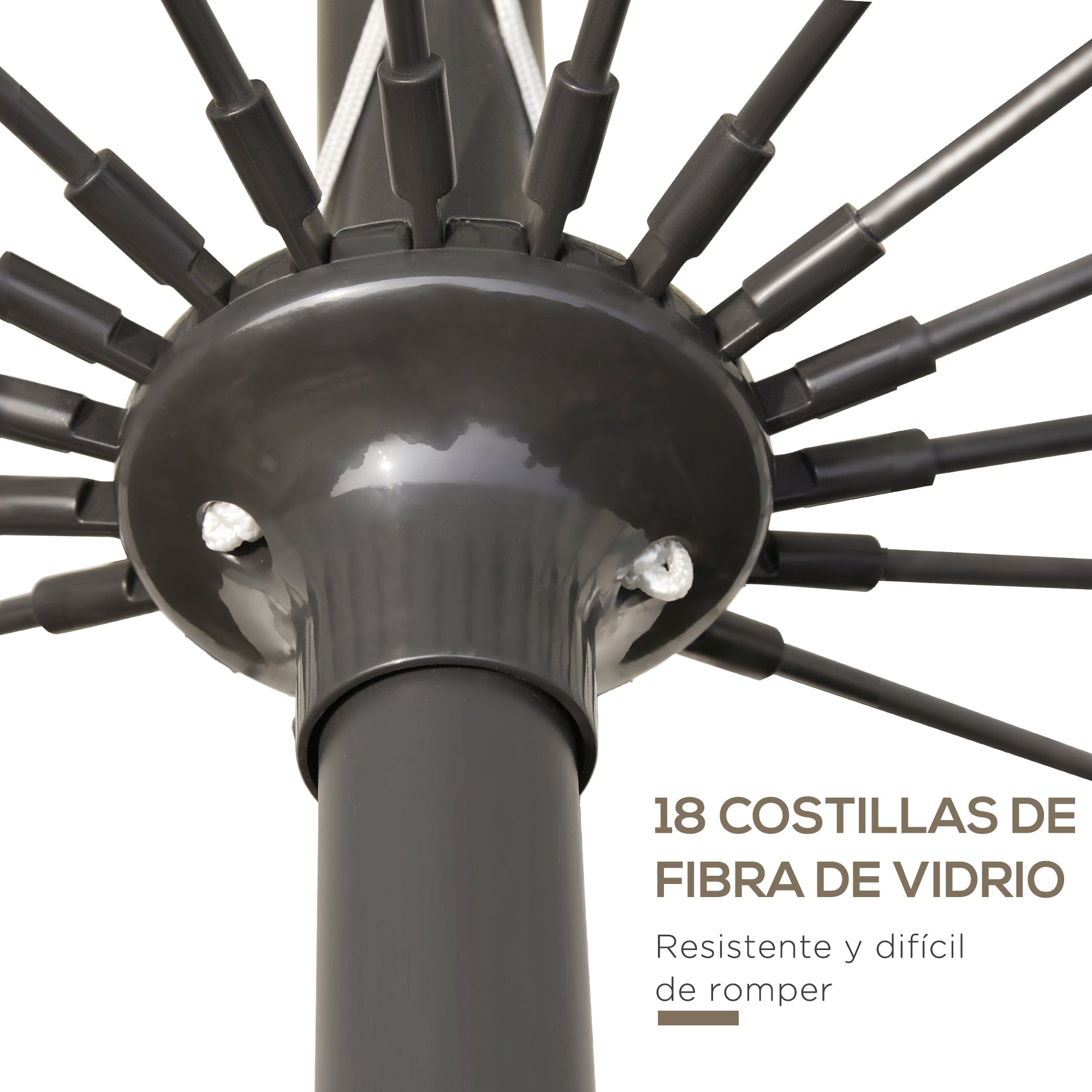 Terrace Umbrella Ø250 cm Outdoor Garden Umbrella with Adjustable Angle 18 Rods and Crank Waterproof Sunshade for Patio Terrace Cream