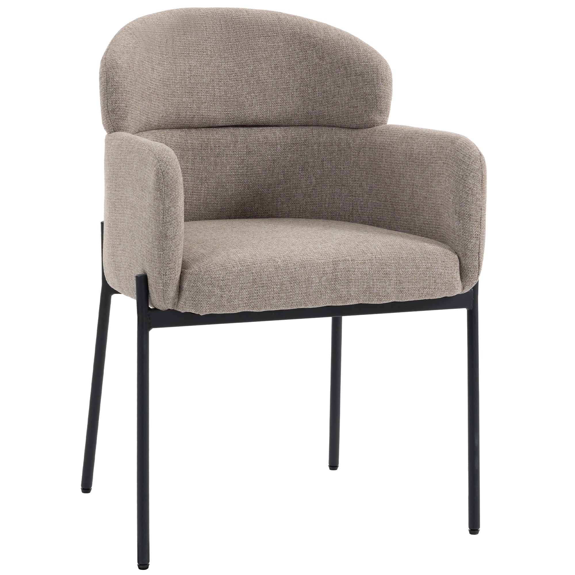 Chenille Accent Chair – Modern Upholstered Armchair with Metal Legs, Ergonomic Lounge Chair for Living Room & Bedroom, Light Brown