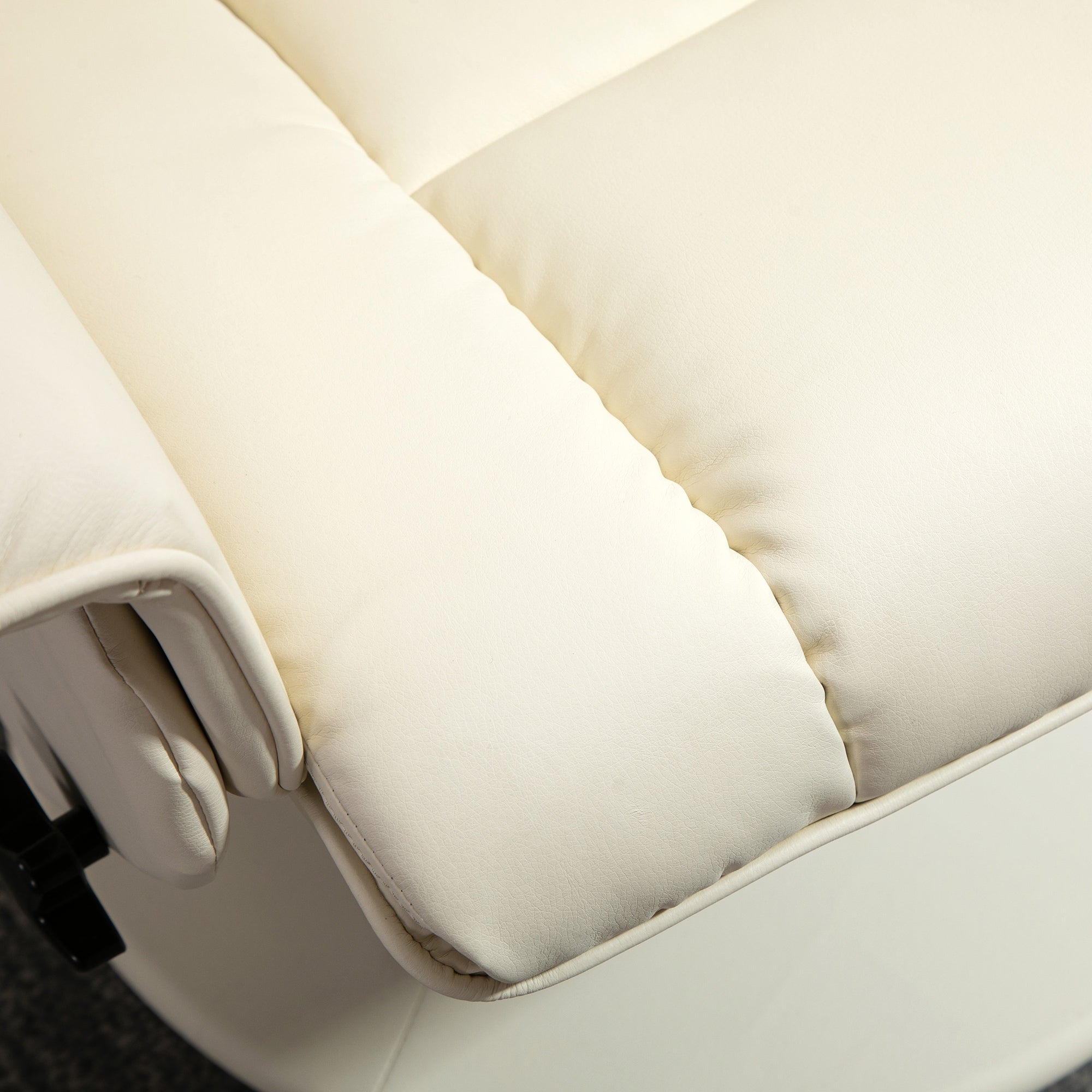 Reclining Relax Chair up to 135° with Swivel Seat and Matching Footstool, 78x84x110cm, Cream