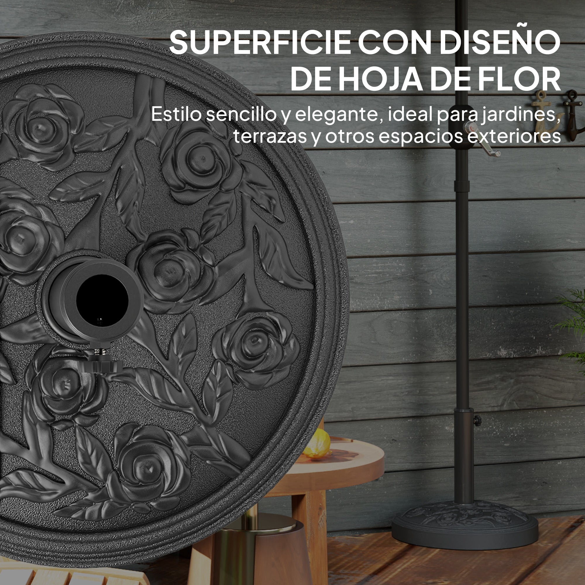 Semi-Circular Umbrella Base Umbrella Stand Umbrella Stand with Cement Filling Weight 12 kg for Garden Terrace Black