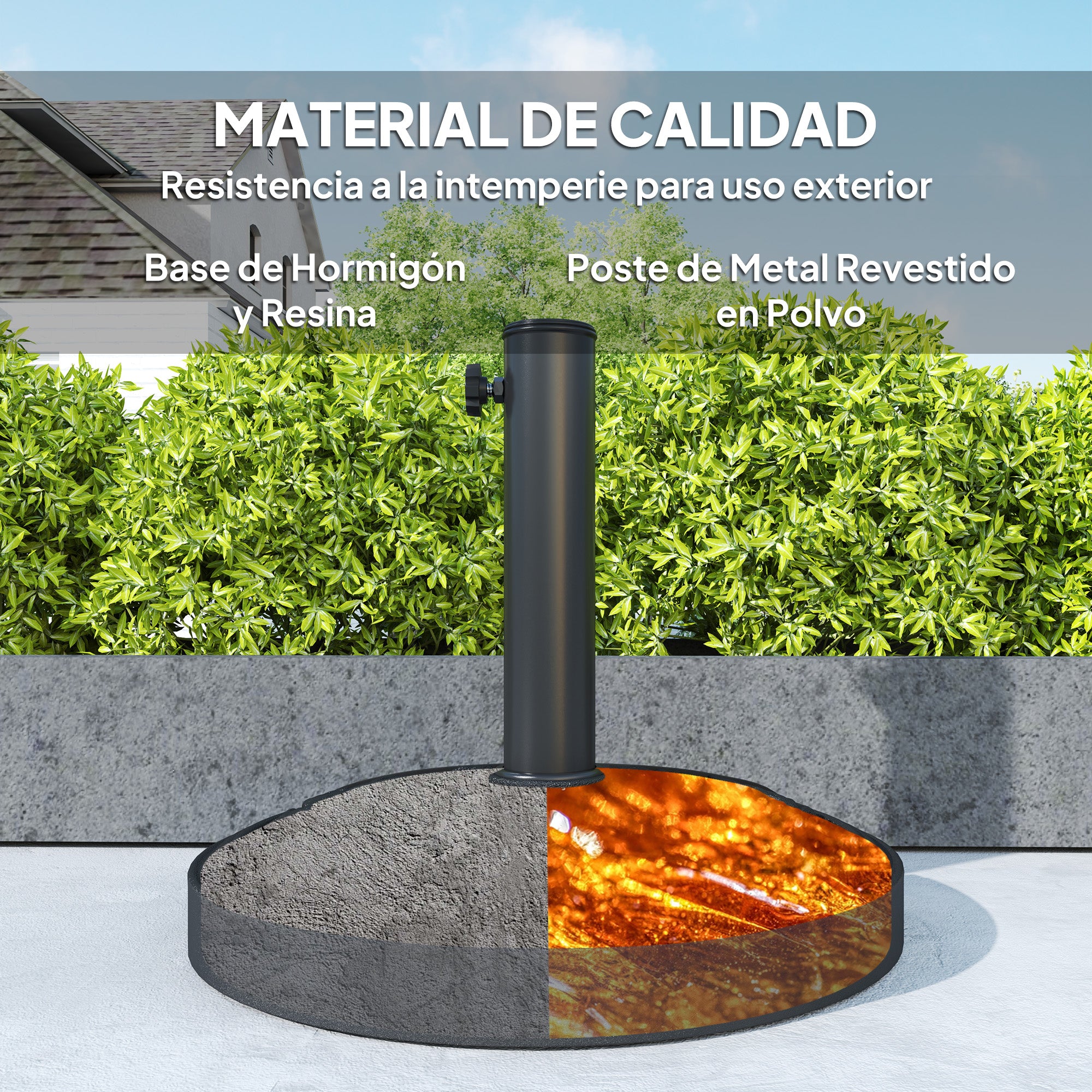 Semi-Circular Umbrella Base Umbrella Stand Umbrella Stand with Cement Filling Weight 12 kg for Garden Terrace Black