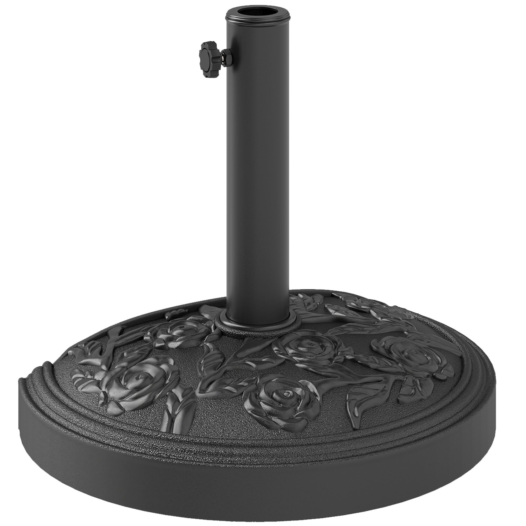 Semi-Circular Umbrella Base Umbrella Stand Umbrella Stand with Cement Filling Weight 12 kg for Garden Terrace Black