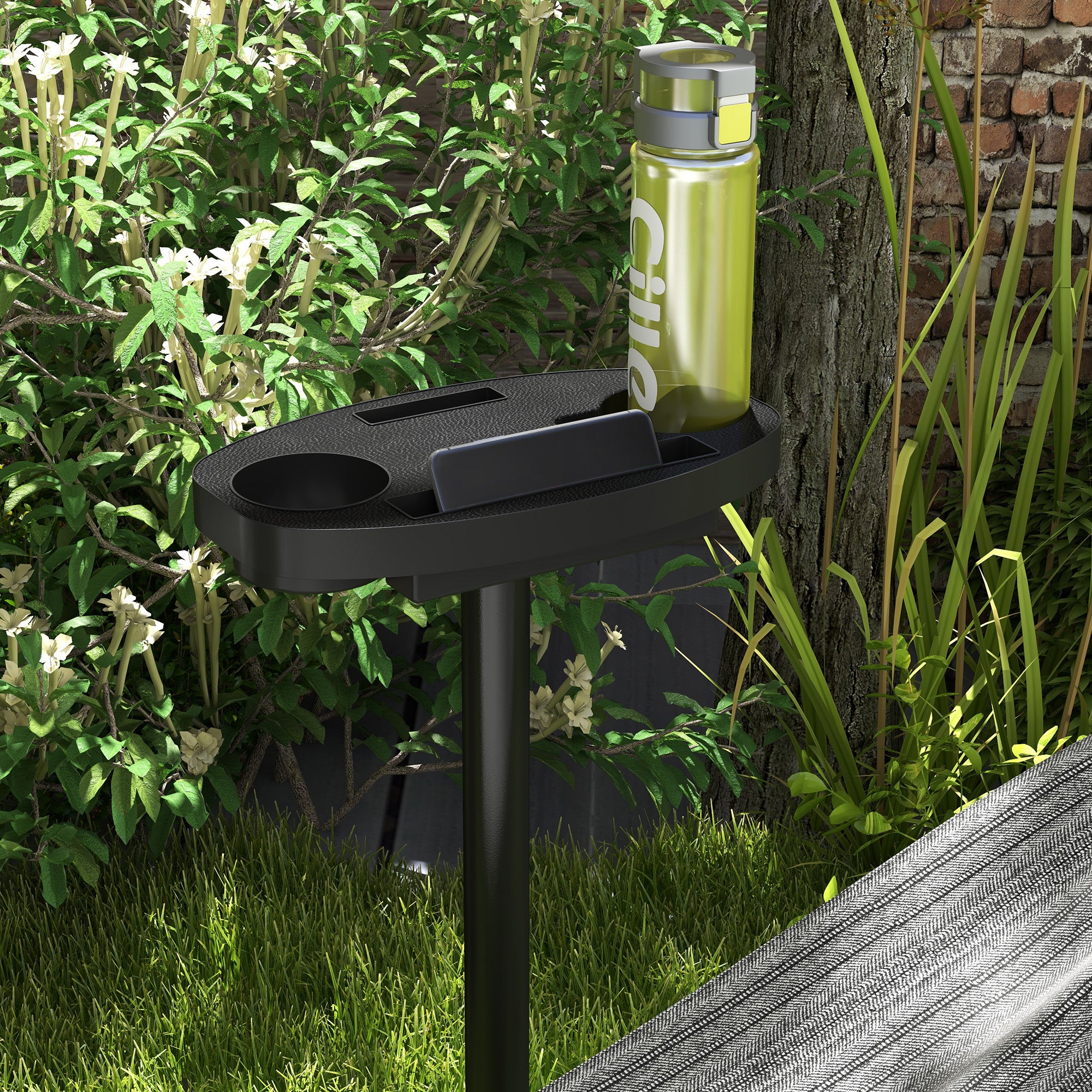 Hammock Stand, Hammock Stand with Side Shelf, Stand for Hammock, Up to 150 kg Load Capacity, Steel, Black, 285 x 125 x 110 cm