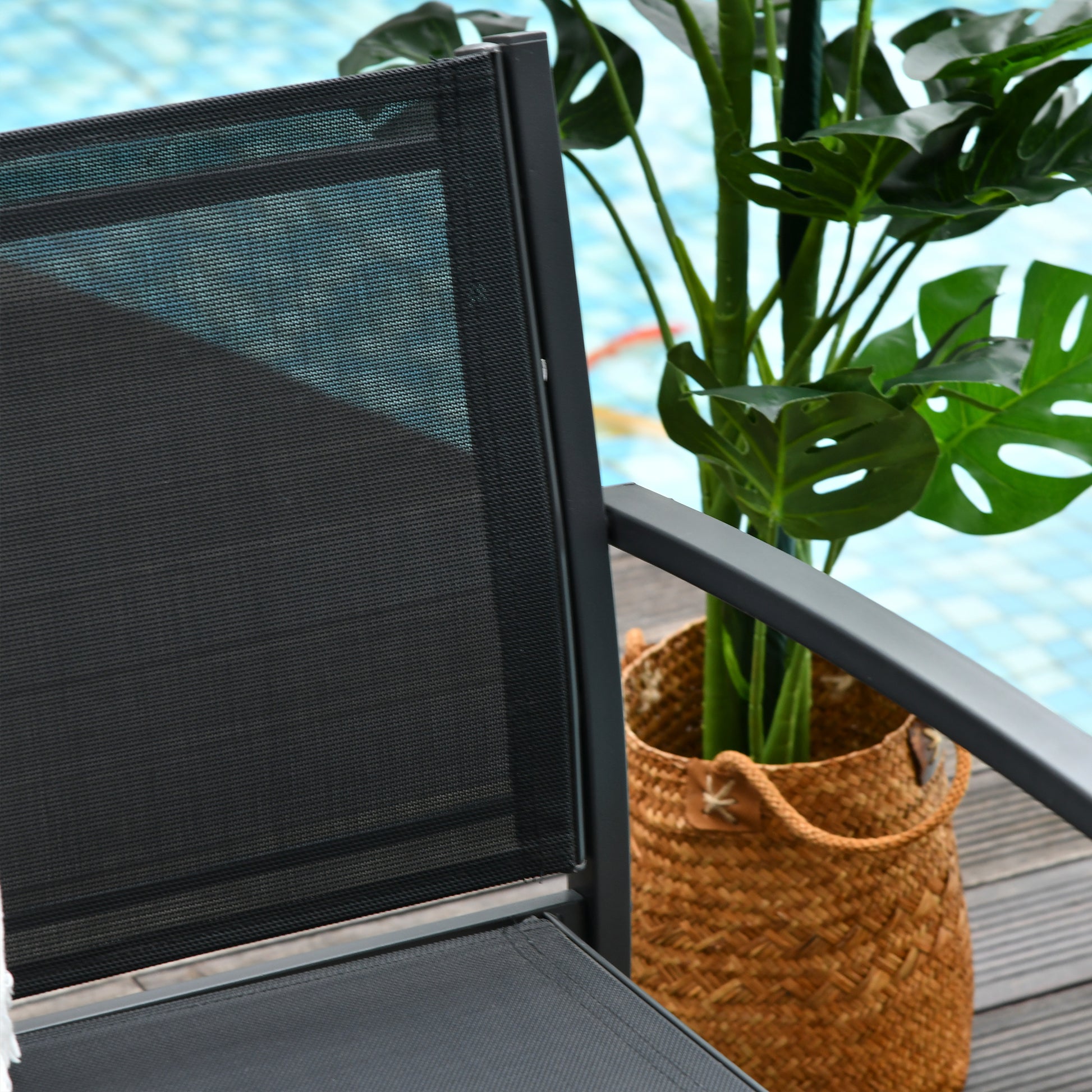 4-Piece Outdoor Garden Set with 2 Chairs, 1 Two-Seater Sofa, and Black Tempered Glass Coffee Table