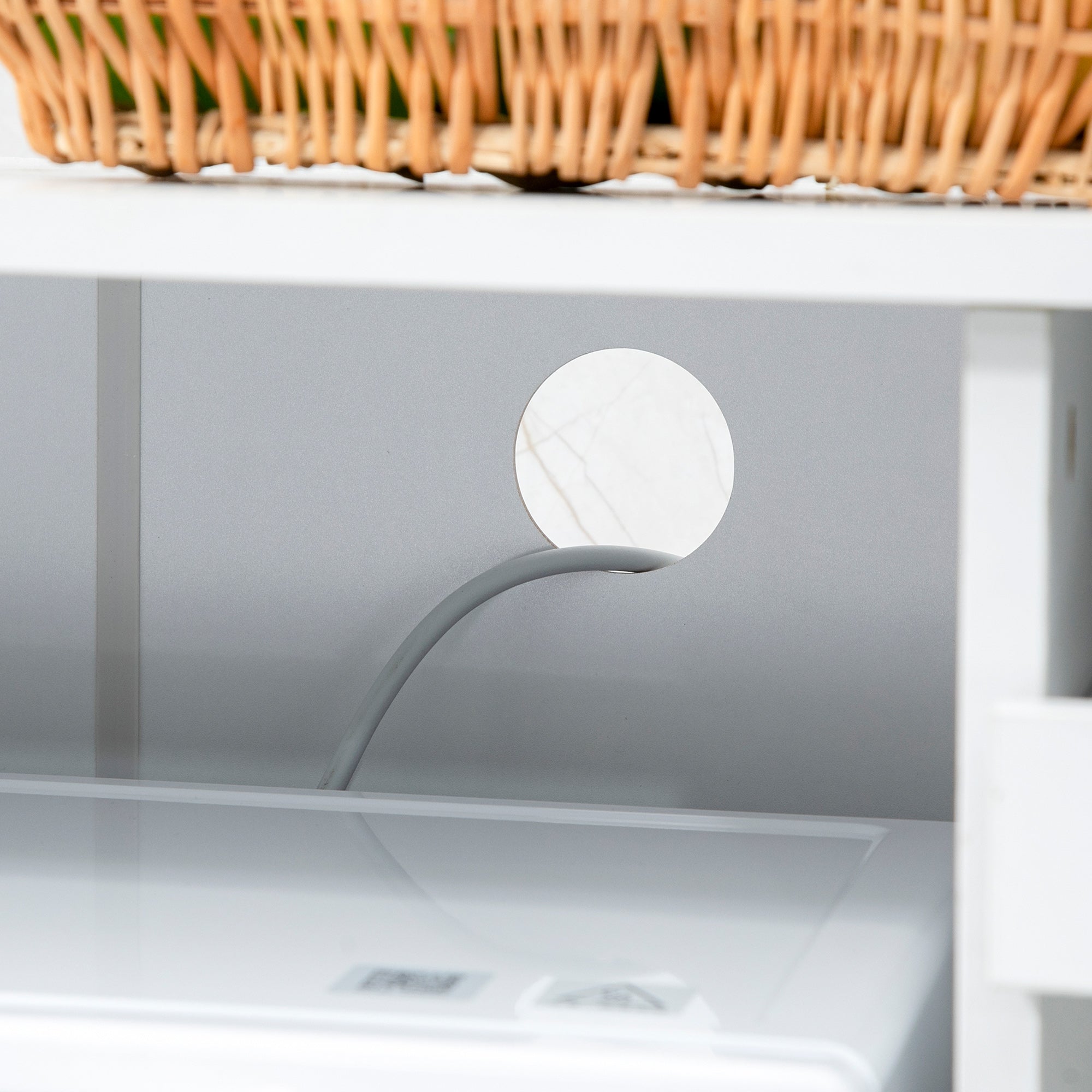 Space-Saving Kitchen Cabinet with 2 Cabinets and Drawer and Pull-Out Shelves, Microwave Stand with Adjustable Shelves in Wood, 84x39x109 cm, White