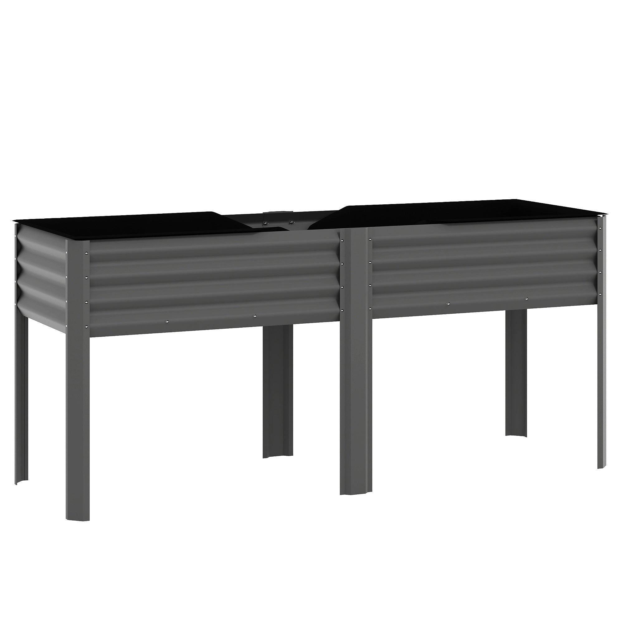 Metal Raised Garden Bed – Extra-Large Planter with Reinforcement Bars & Fabric Liner, Elevated Planter 180 x 55 x 80 cm (71 x 21.7 x 31.5 in), Dark Gray