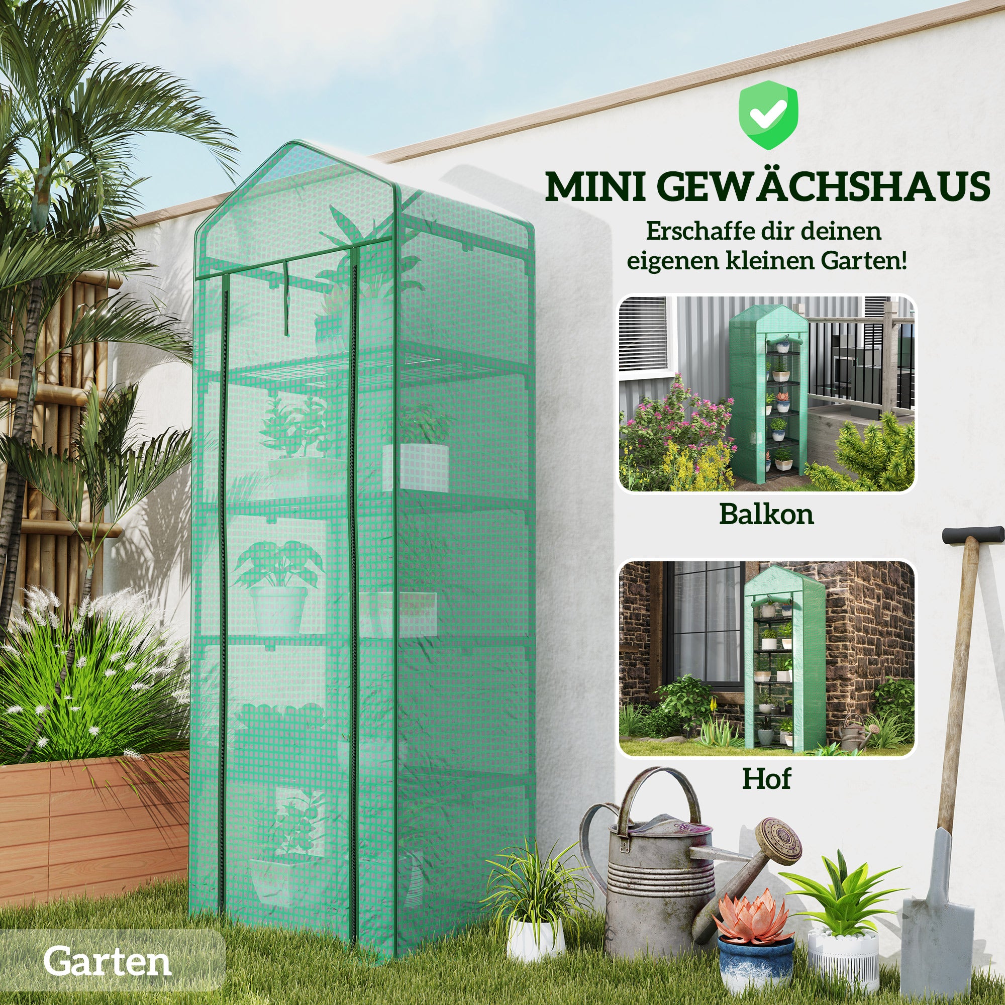 Greenhouse with Roll-up Door, Shelves, Winterproof Greenhouse Made of Steel, Greenhouse for Balcony, Garden, Tomato House 69 x 49 x 193 cm, Tomato Greenhouse for Tomatoes, Flowers, Greenery