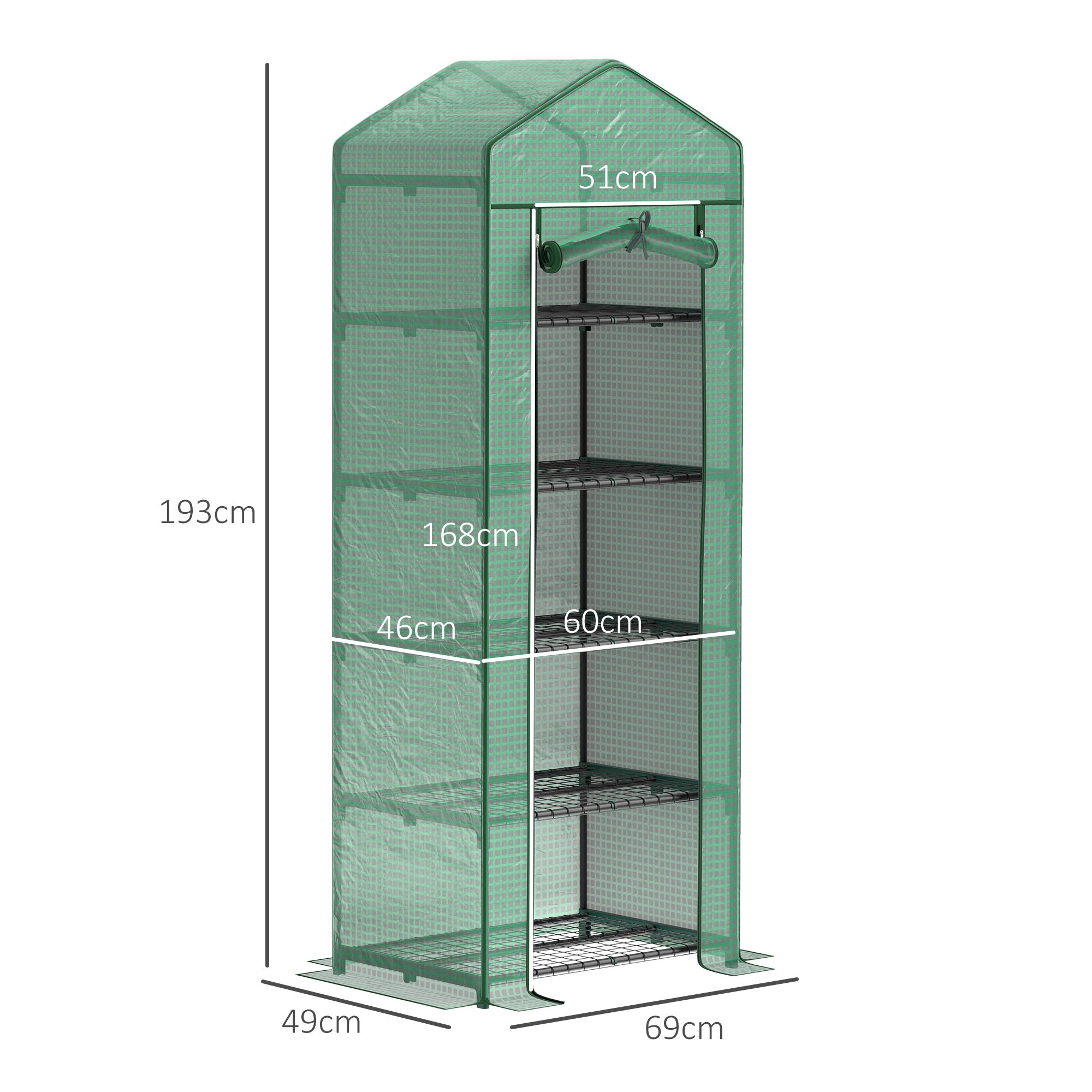Greenhouse with Roll-up Door, Shelves, Winterproof Greenhouse Made of Steel, Greenhouse for Balcony, Garden, Tomato House 69 x 49 x 193 cm, Tomato Greenhouse for Tomatoes, Flowers, Greenery