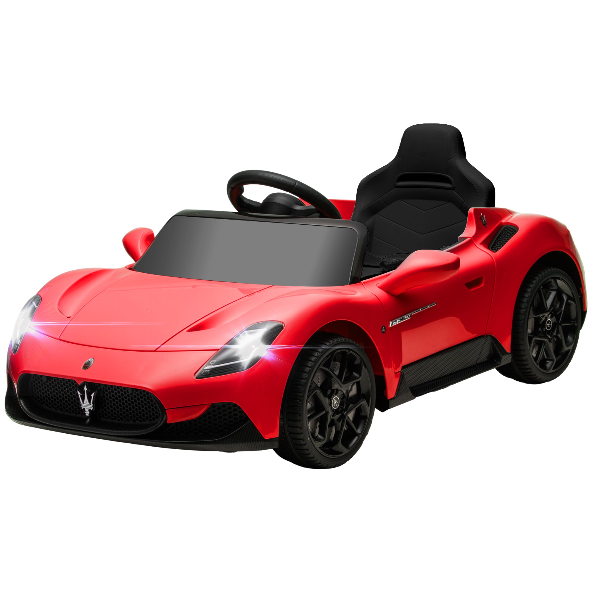 Licensed Maserati MC20 Electric Kids Car 12V with 2.4G Remote Control, Smooth Start, LED Lights, Music, Horn, Spring Suspension, 3-6 Years, Red
