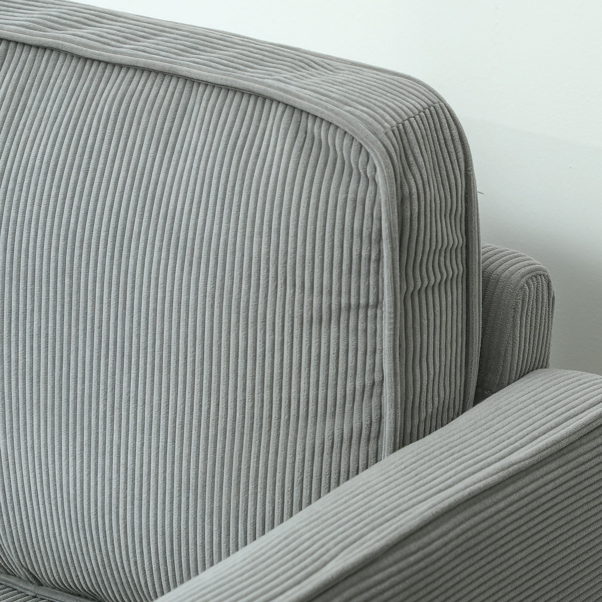 Sofa 2 Seater Small Couch with Armrest, Storage Space, Modern Upholstered Sofa with Corduroy Look, Wooden Legs, Pillows, Lounge Sofa for Living Room, Bedroom, 117 x 63 x 79 cm, Light Gray