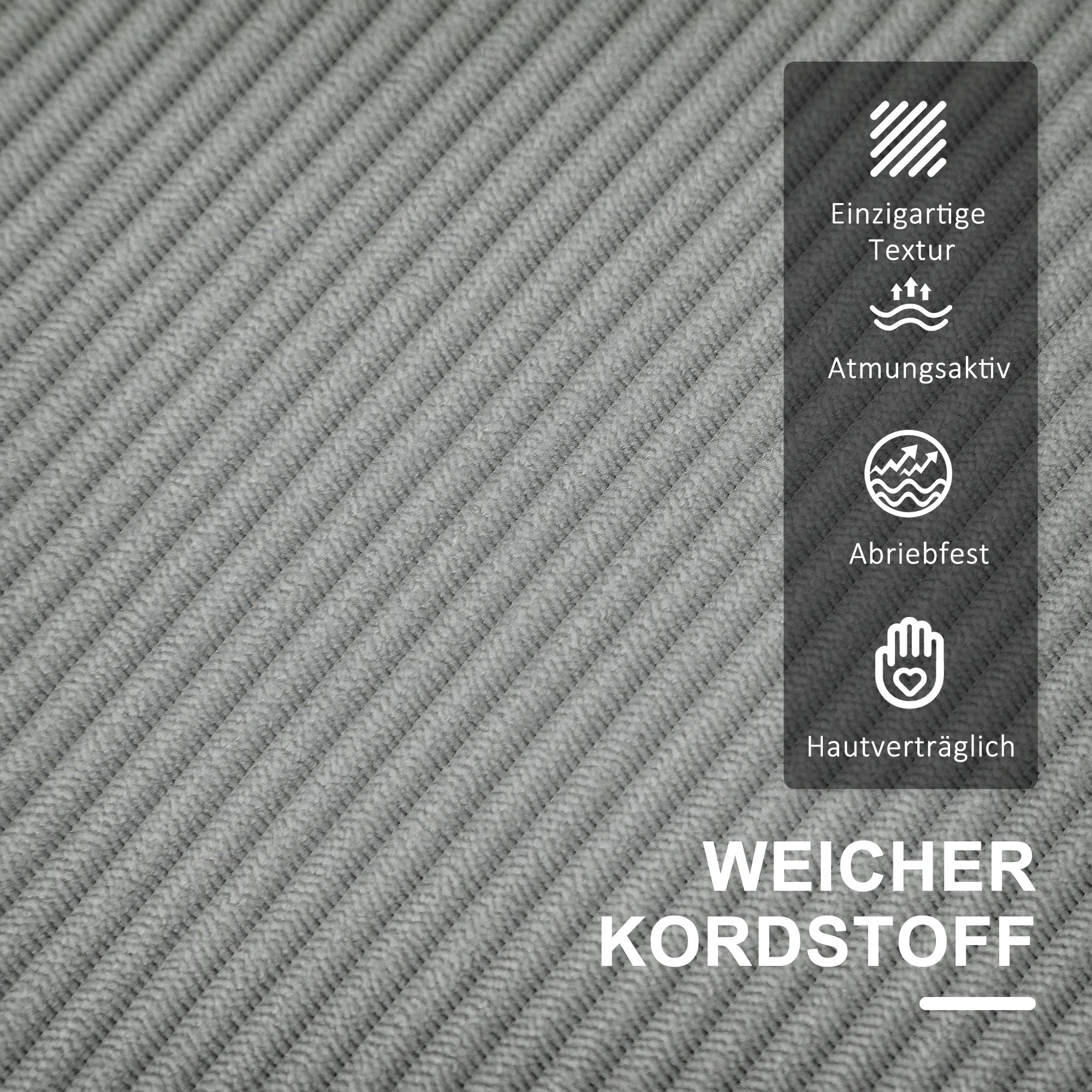 Sofa 2 Seater Small Couch with Armrest, Storage Space, Modern Upholstered Sofa with Corduroy Look, Wooden Legs, Pillows, Lounge Sofa for Living Room, Bedroom, 117 x 63 x 79 cm, Light Gray