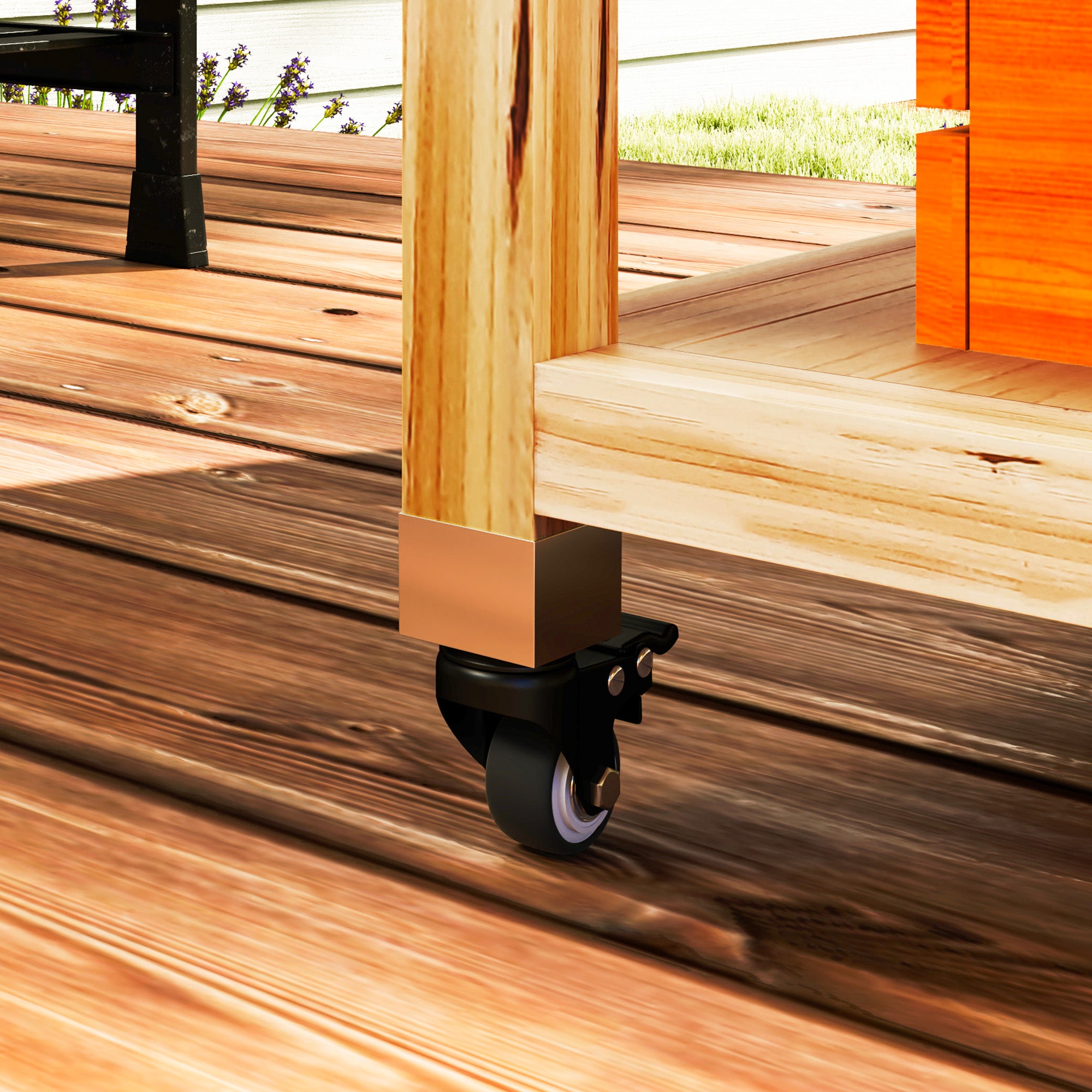 Grill Cart 6-Tier Serving Cart with Work Surface Towel Rack, BBQ Grill Table with Wood, Grill Side Table, Outdoor Trolley, Charcoal Grill for Garden, Patio 134.5x50x91.5cm Natural Wood