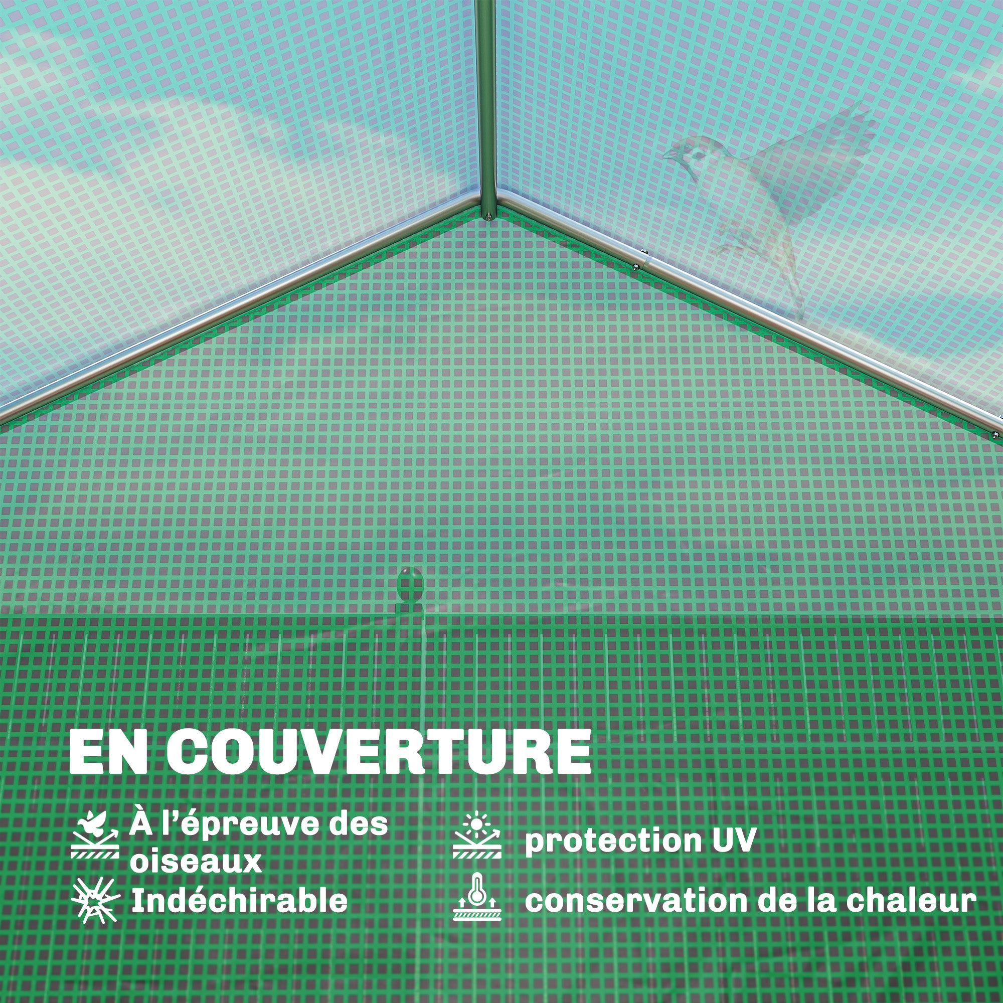 6 m² Tunnel Greenhouse with Shelves, 198 x 293 x 194 cm (78 x 115 x 76 in) — Galvanized Frame, Roll-Up Door, 6 Mesh Windows, 140 g/m² PE Cover — Green