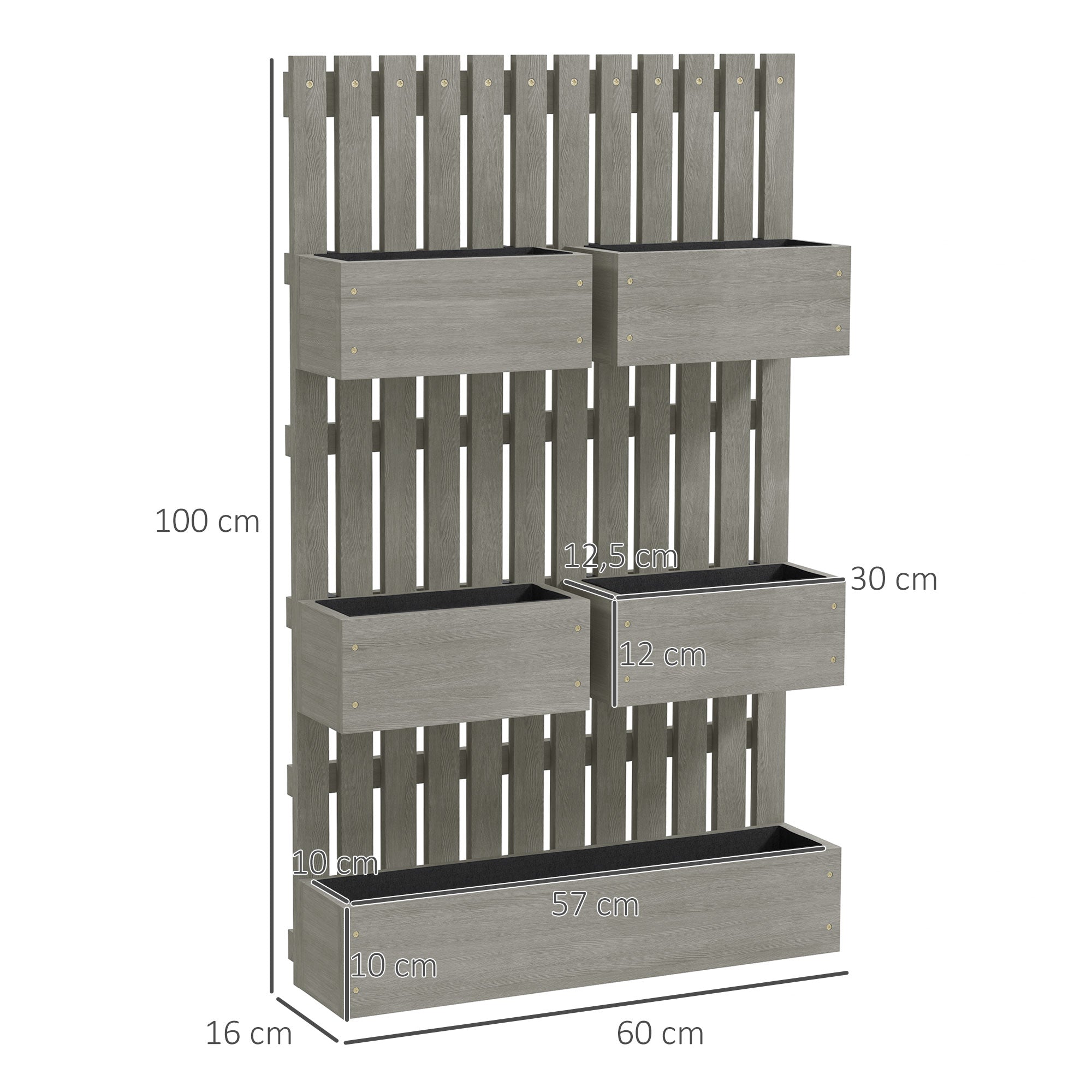 Adjustable Wooden Raised Garden Bed with Trellis, 60 x 16 x 100 cm Planter for Garden & Balcony — Support for Flowers, Climbing Plants, Vegetables & Herbs