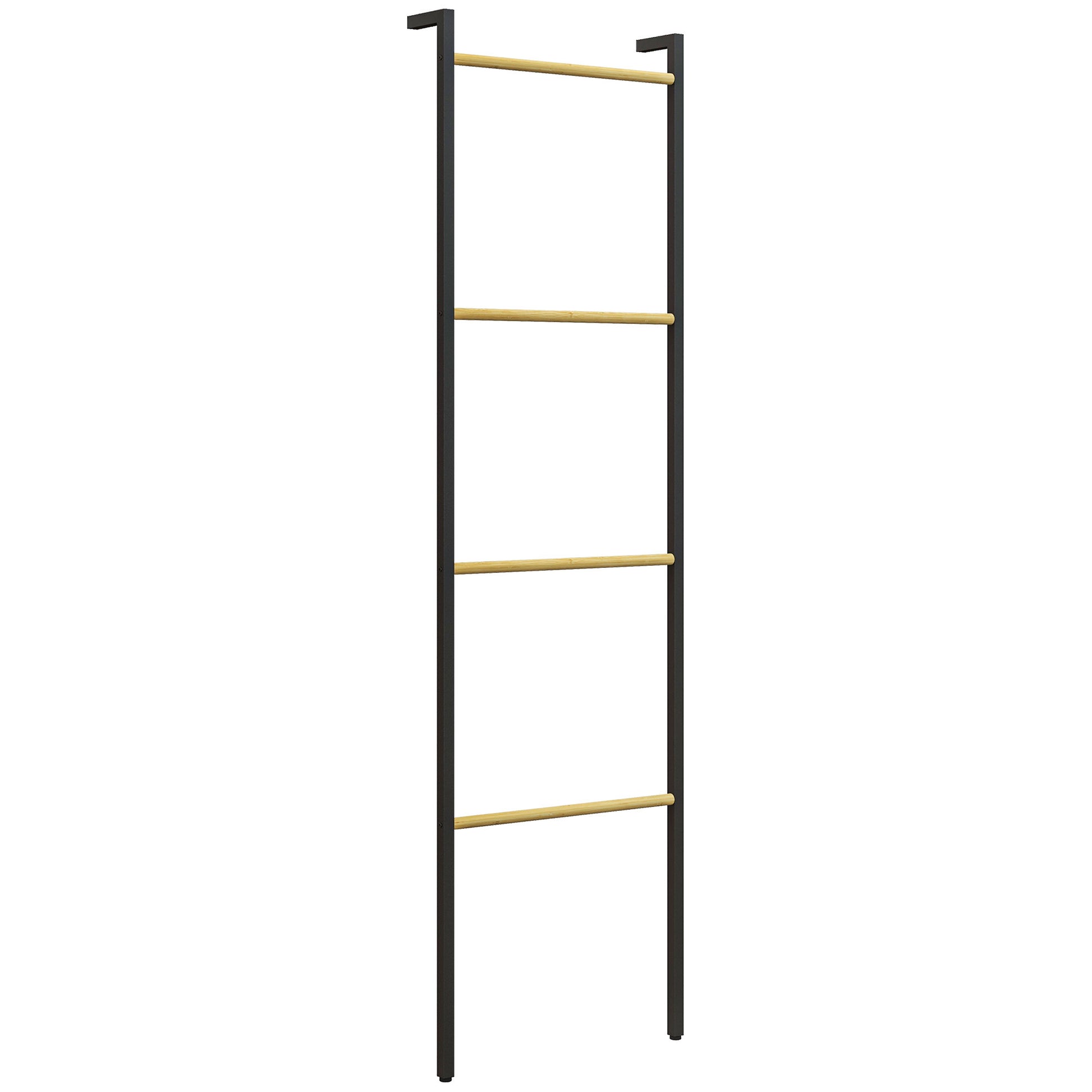 Towel Ladder 49 x 167.5 cm Towel Rack with 4 Bars, Space-Saving, for Bath Towels, Clothes, Blankets, Newspapers, Steel, Black