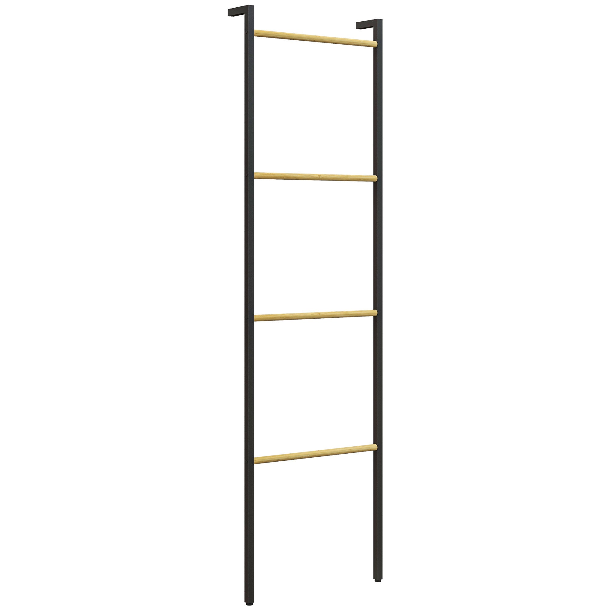 Towel Ladder 49 x 167.5 cm Towel Rack with 4 Bars, Space-Saving, for Bath Towels, Clothes, Blankets, Newspapers, Steel, Black