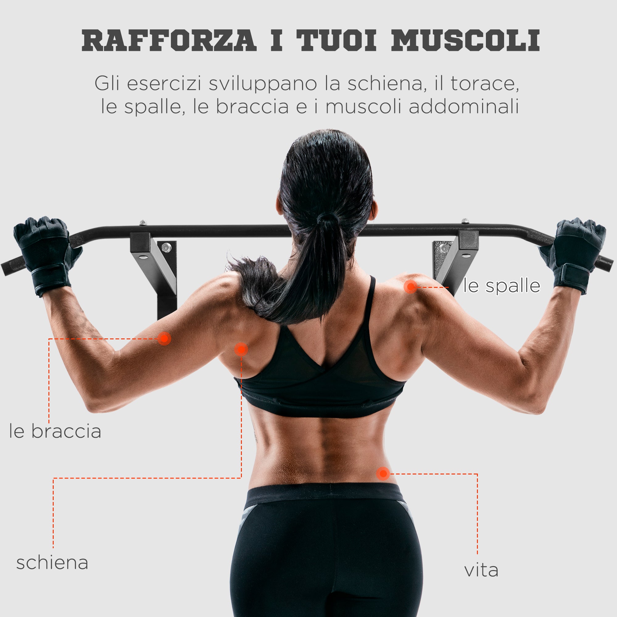 Professional Wall Mounted Pull Up Bar with Steel Structure, 113 x 41 x 20cm, Black