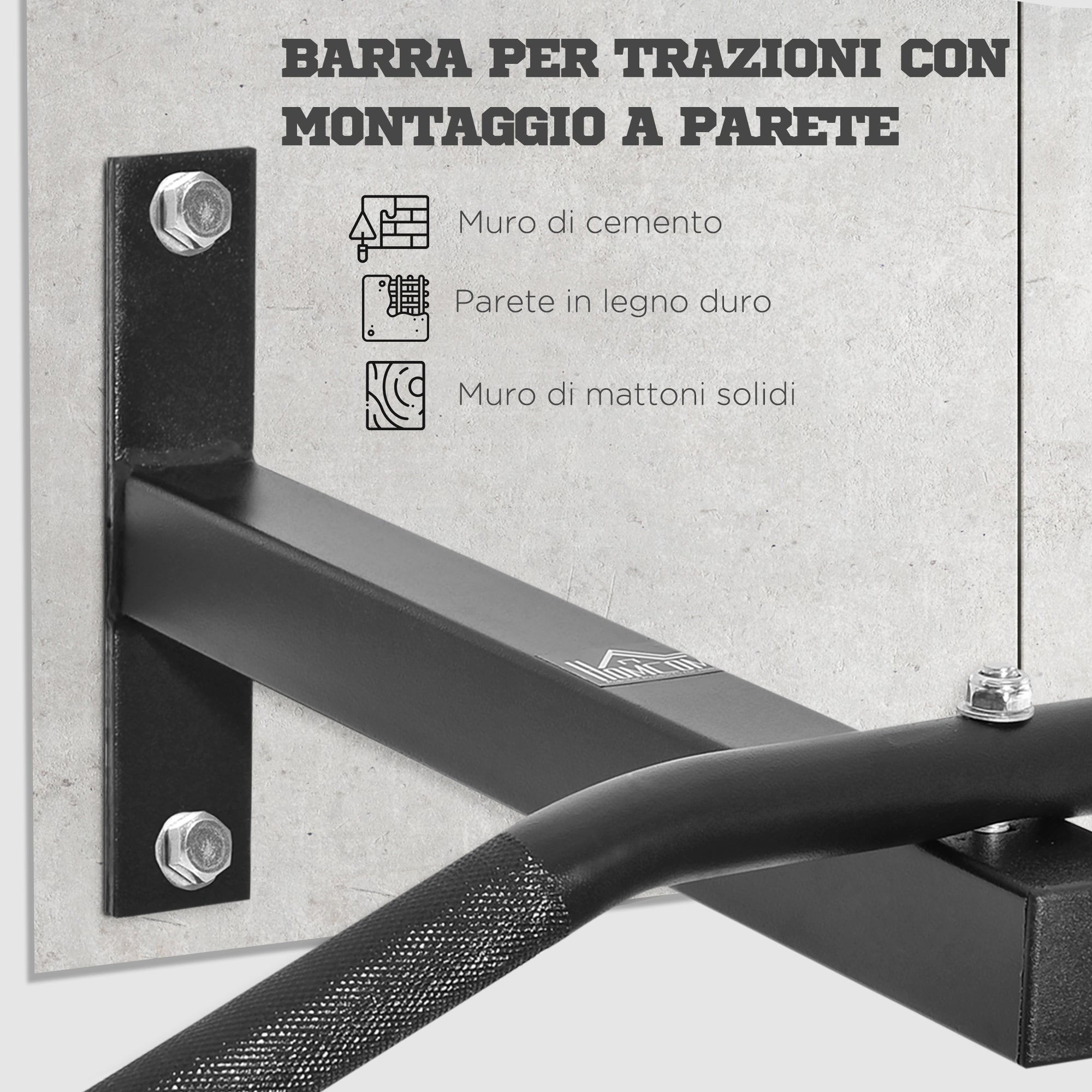 Professional Wall Mounted Pull Up Bar with Steel Structure, 113 x 41 x 20cm, Black