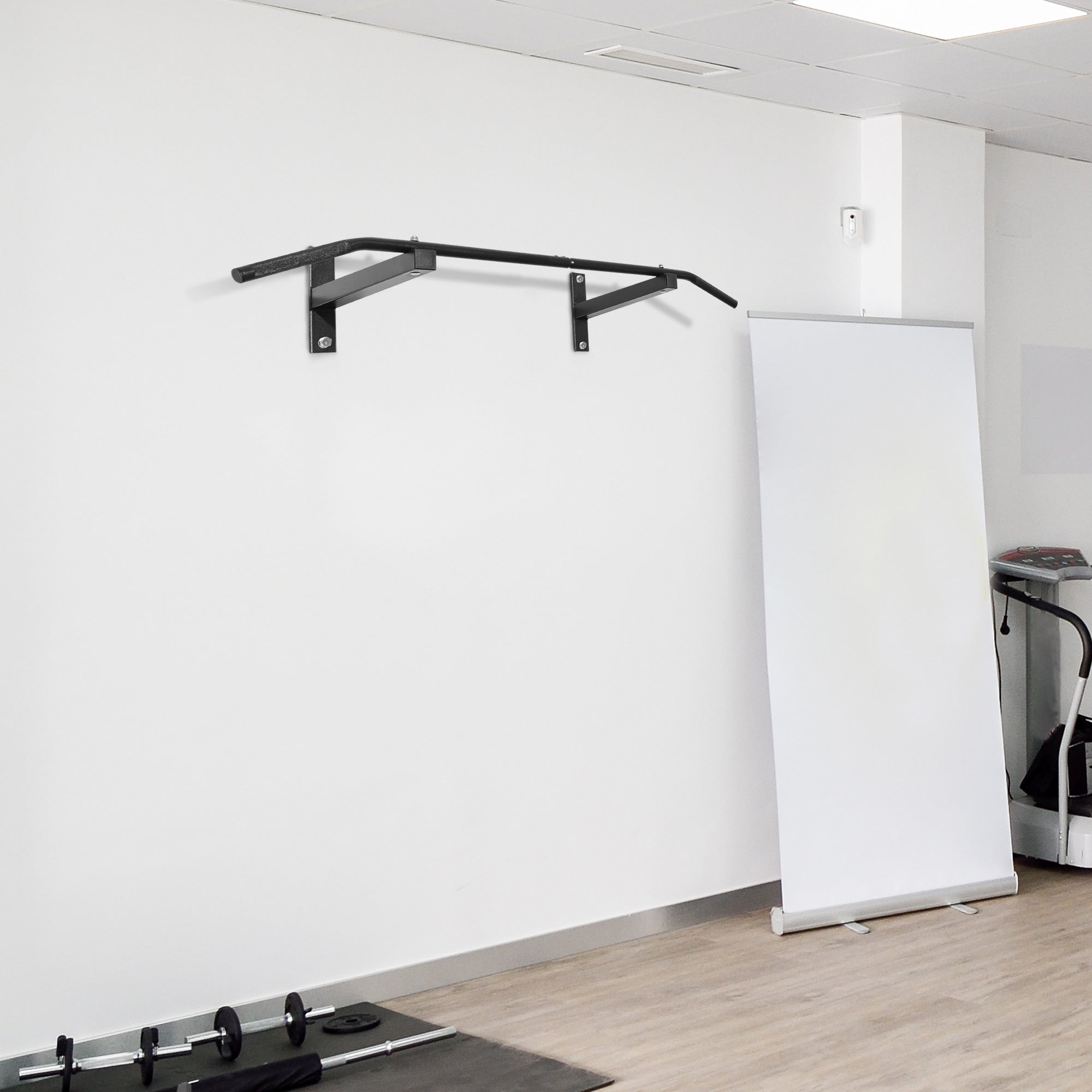 Professional Wall Mounted Pull Up Bar with Steel Structure, 113 x 41 x 20cm, Black