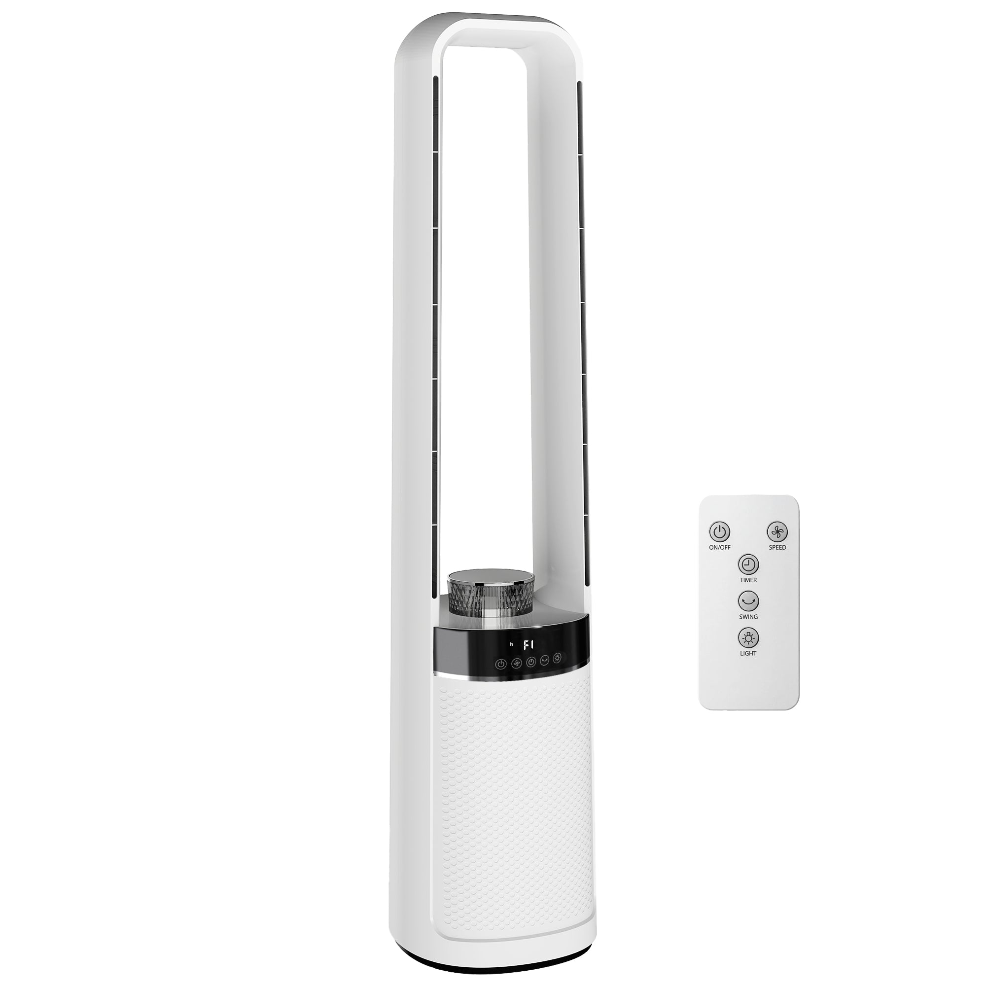 Ultra-Quiet Tower Fan — 36 dB, 36.7 in, 45° Oscillation, LED Ambient Lights, 3 Speeds, 12H Timer, Remote — White