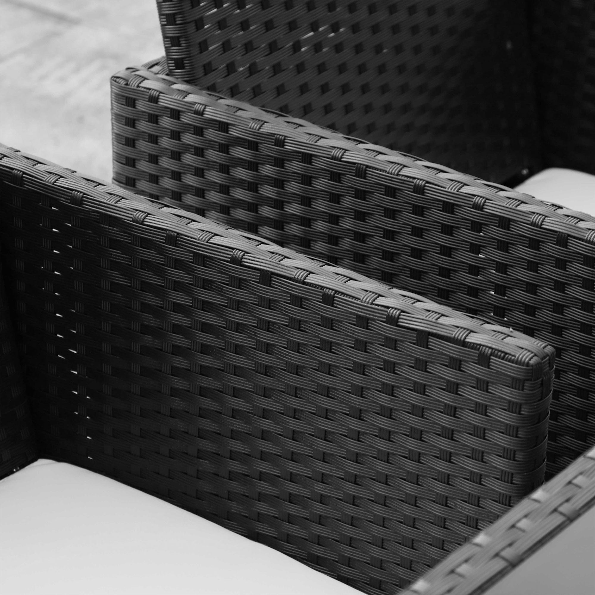 9 pcs. Poly Rattan Garden Furniture Rattan Garden Set Dining Group Set including Cushions Black 43 x 43 x 28 inches