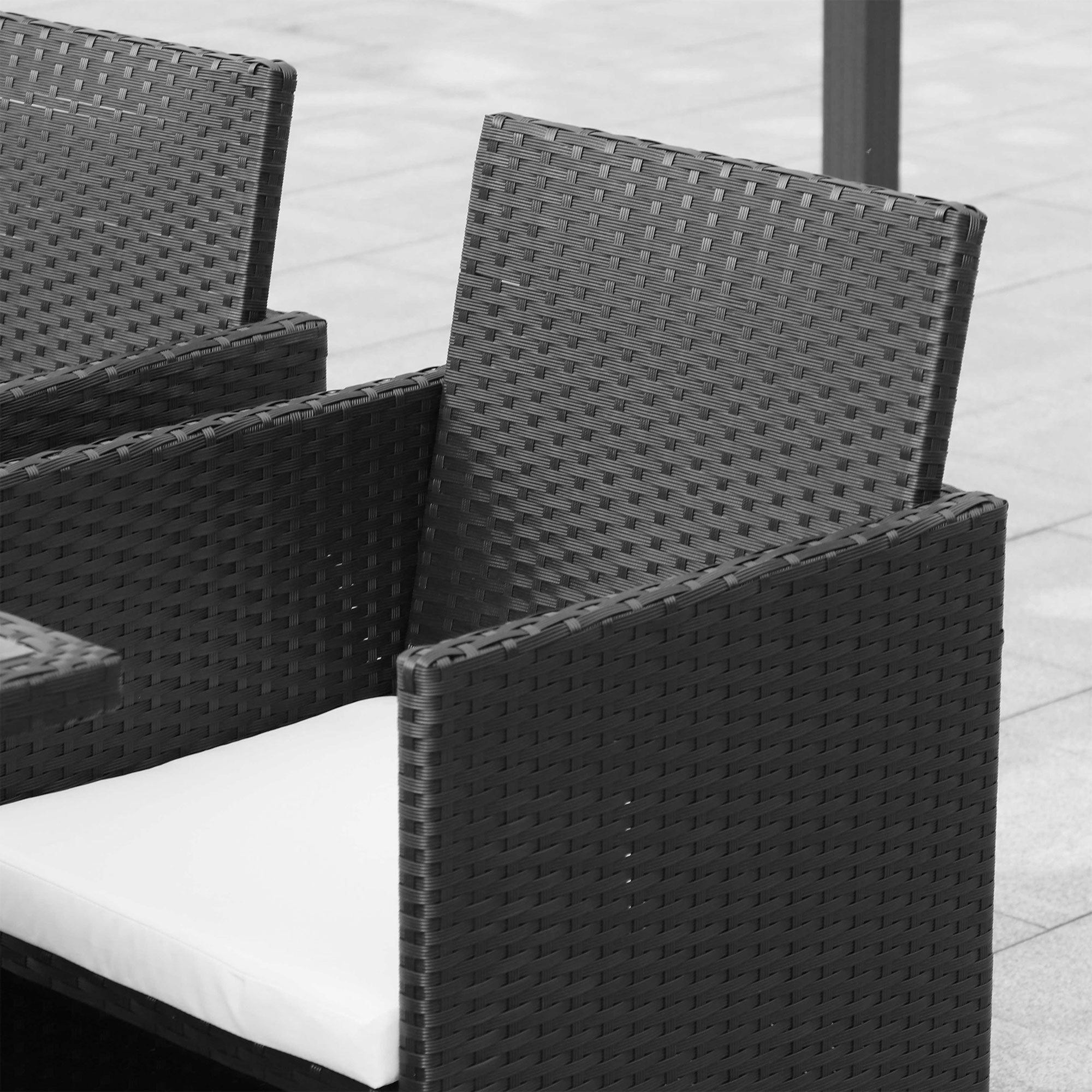 9 pcs. Poly Rattan Garden Furniture Rattan Garden Set Dining Group Set including Cushions Black 43 x 43 x 28 inches