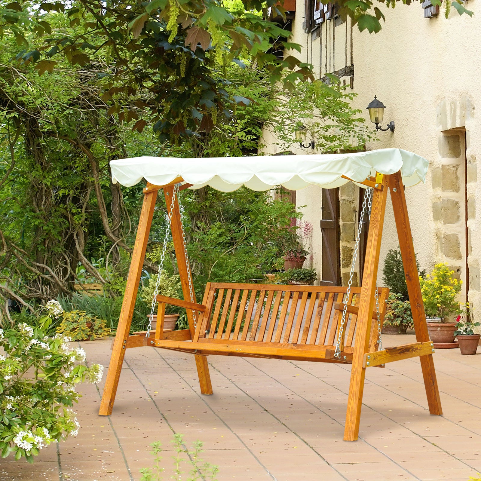 Hollywood Swing Garden Swing Bench Swing 3-Seater Larch