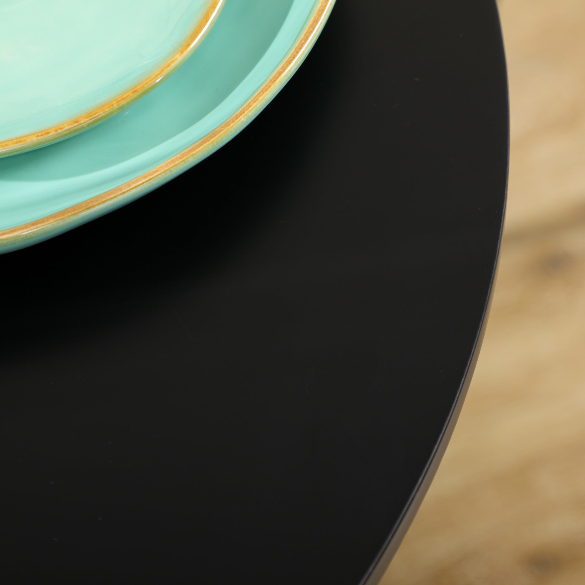 Dining Table, Round Kitchen Table, Modern Dining Table for 2 People, Bar Table Column Table with Steel Leg, Non-Slip Footrest, Coffee Table for Living Room, Ø70 x 75 cm, Black