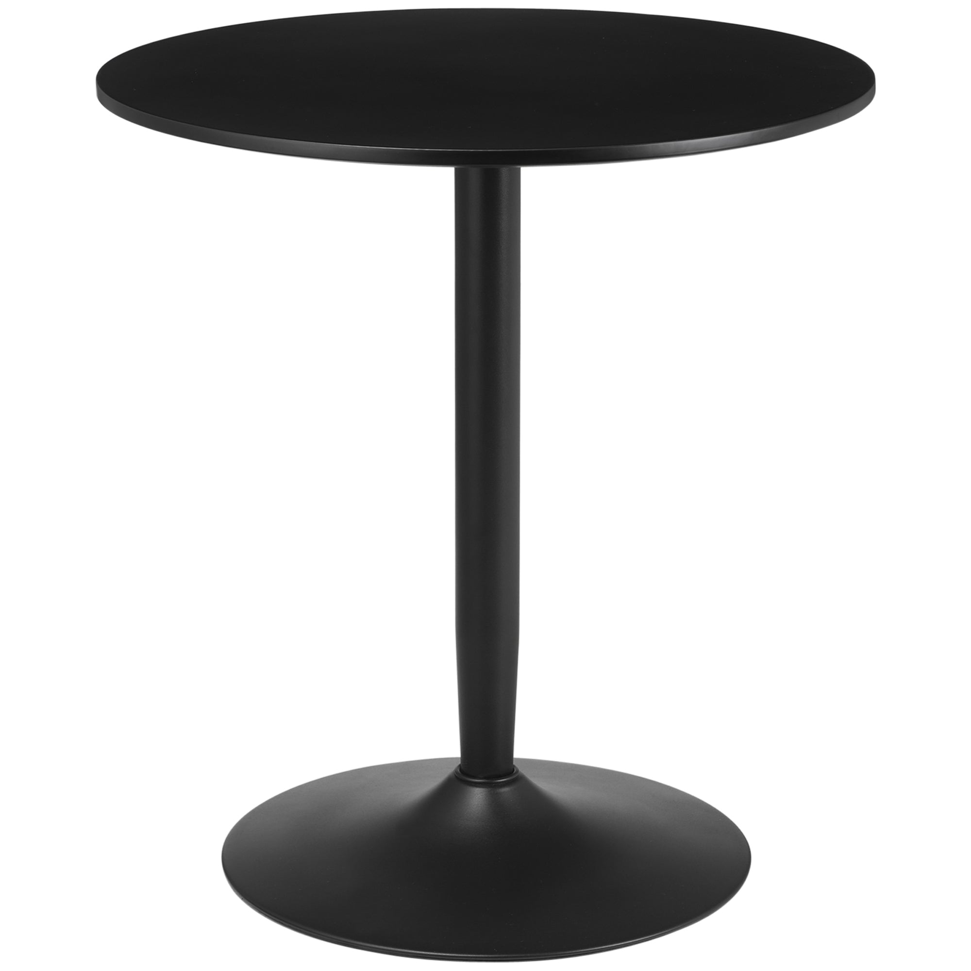 Dining Table, Round Kitchen Table, Modern Dining Table for 2 People, Bar Table Column Table with Steel Leg, Non-Slip Footrest, Coffee Table for Living Room, Ø70 x 75 cm, Black
