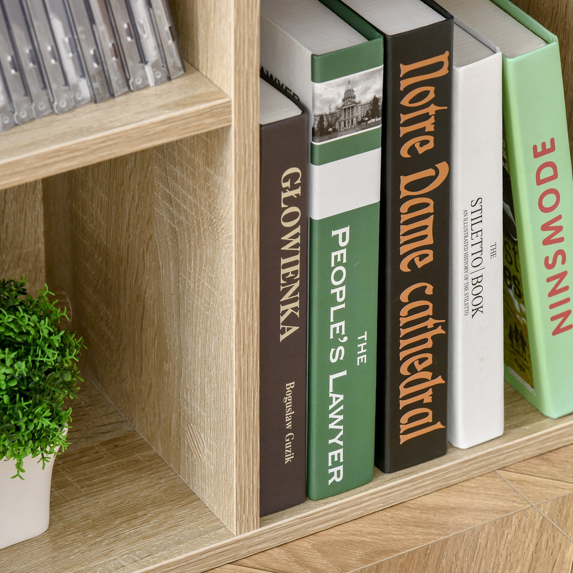 Bookshelf Wooden Bookcase with 7 Storage Compartments Plants Files for Living Room Bedroom Office 50x24x106 cm Oak