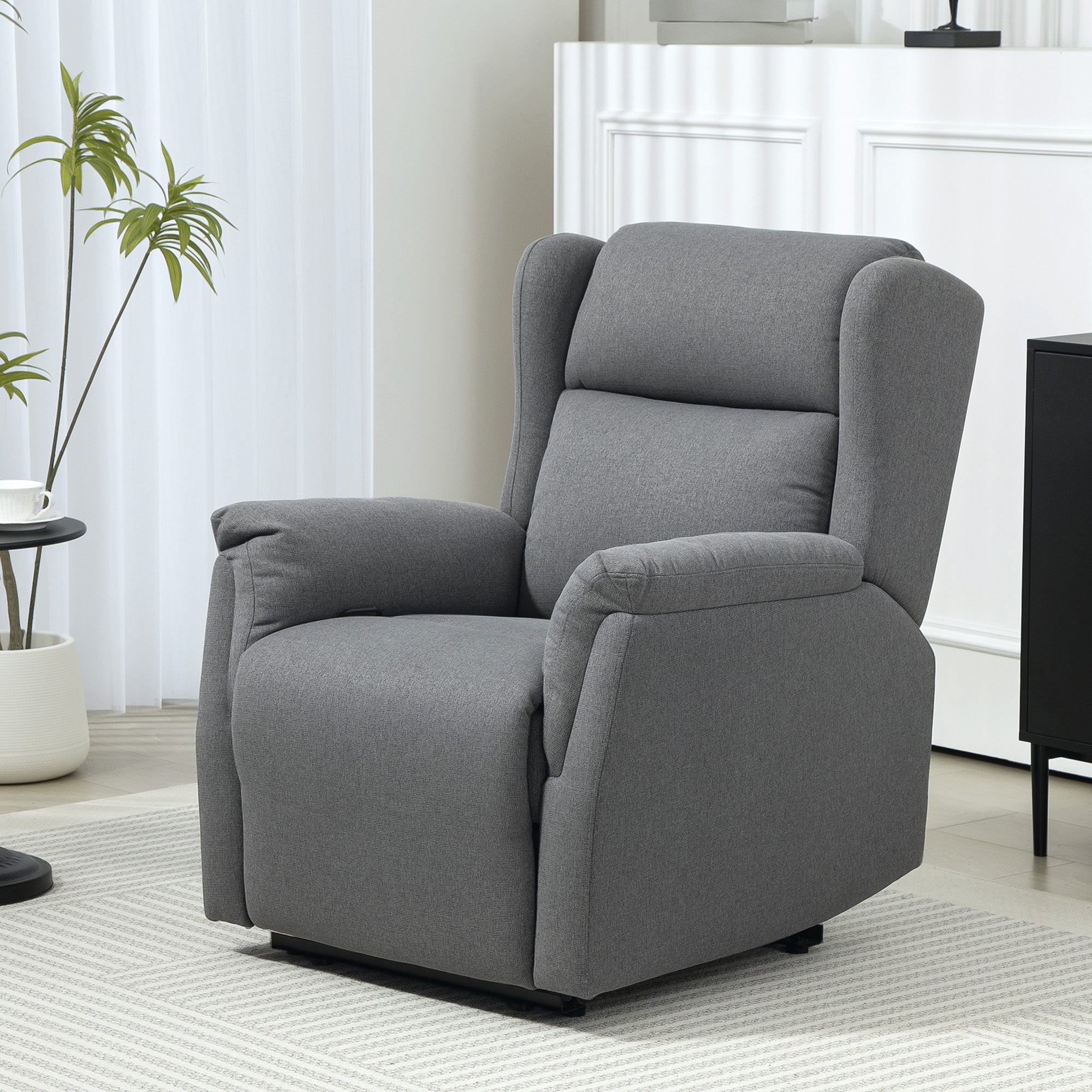 Reclining Armchair, TV Armchair with Pocket Spring Core, Padded Recliner Chair, Relax Armchair Holds up to 150 kg for Living Room, Bedroom, Dark Grey