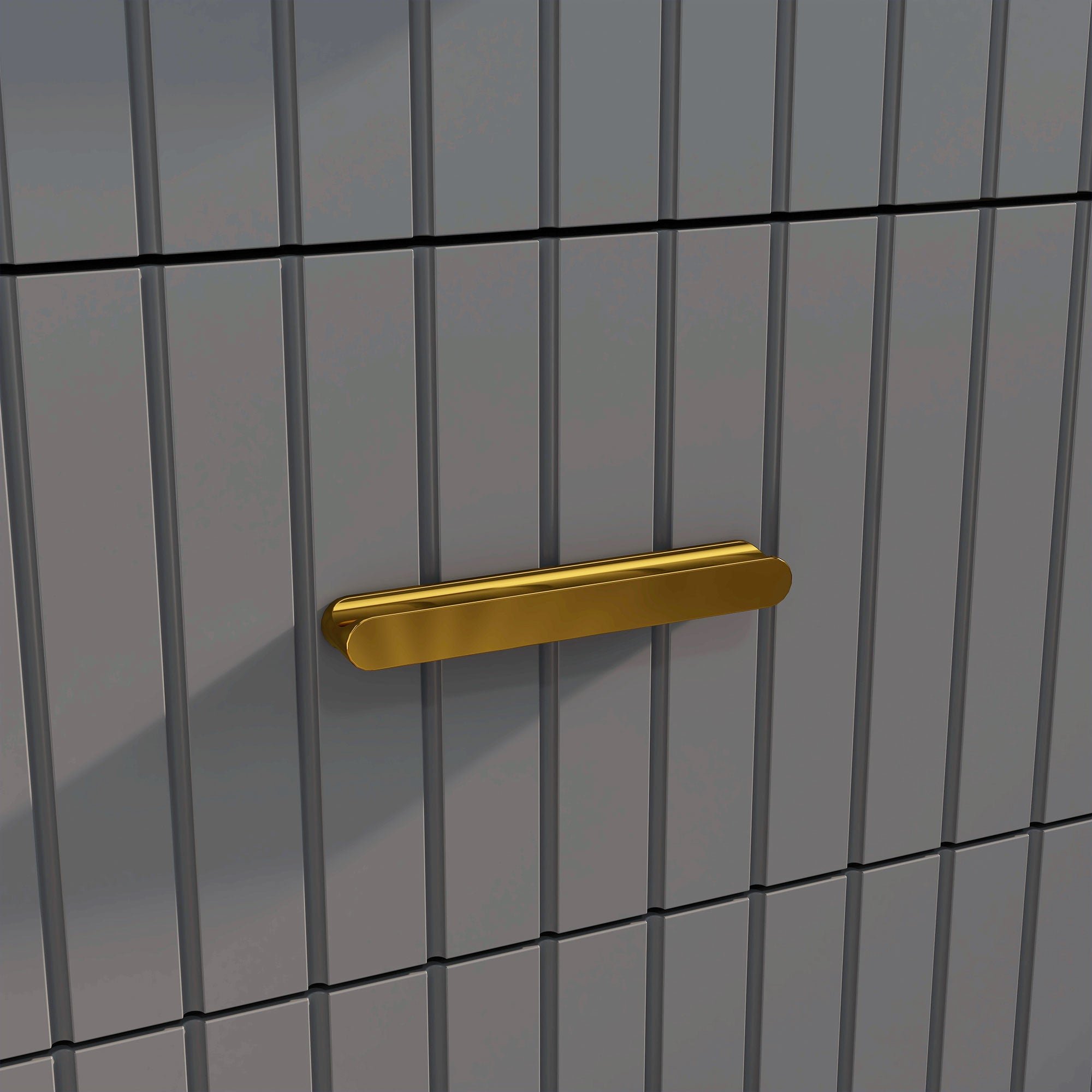 Modern and Anti-Tip 4-Drawer Chest of Drawers, Wood and Aluminum Chest of Drawers, 60x40x90 cm, Gold and Dark Gray