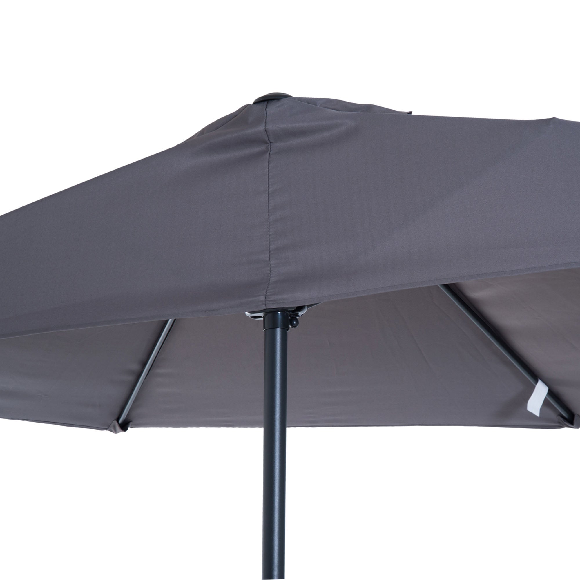 Crank Parasol Garden Umbrella Canopy Market Umbrella, Metal, half-round, Gray+Black