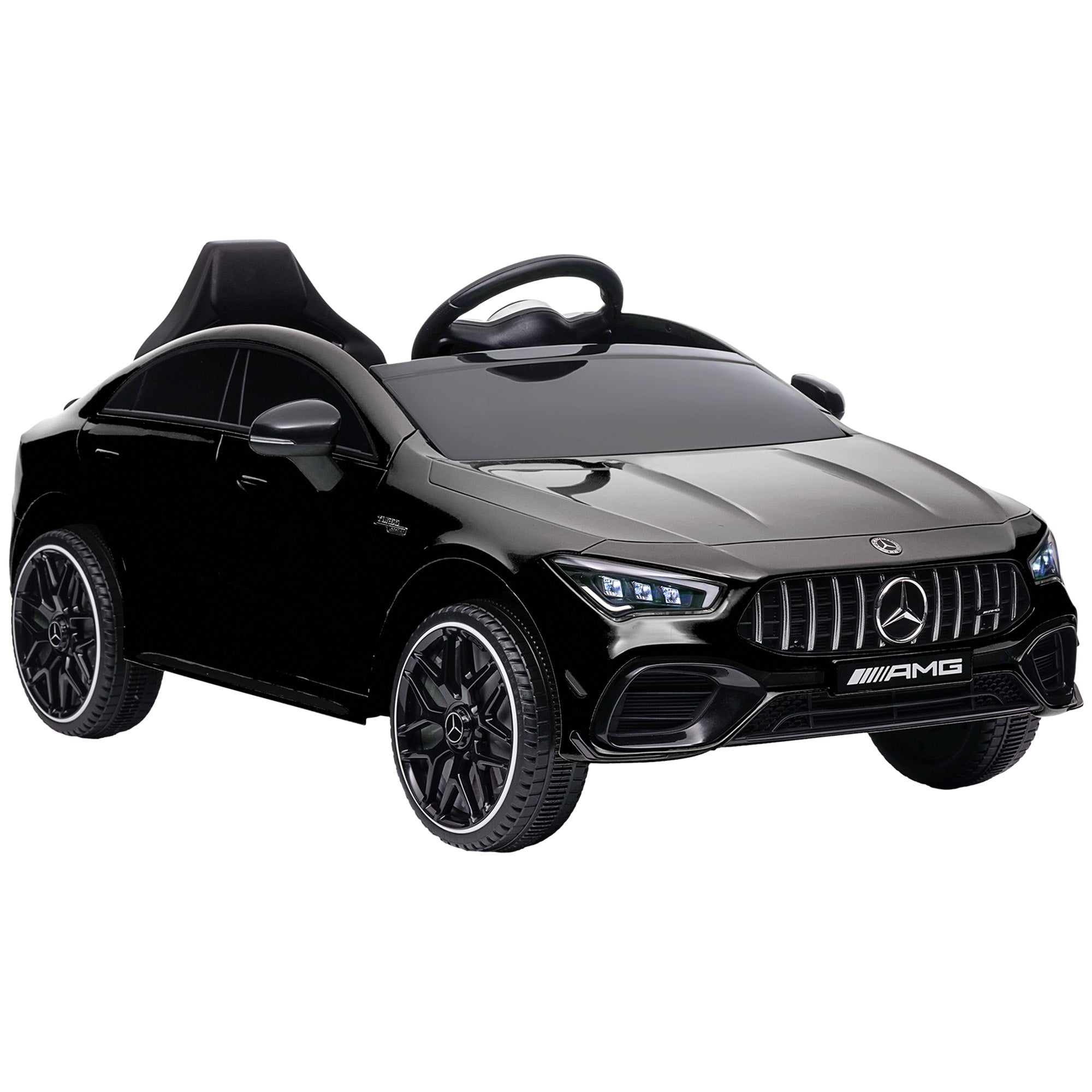 Children's Electric Car Mercedes-benz AMG CLA 45, 12V Kids Car with 2.4GHz Remote Control, Music, Electric Vehicle with Light, USB/MP3 Connection, Kids Vehicle with Horn, for 3-6 Years, Black