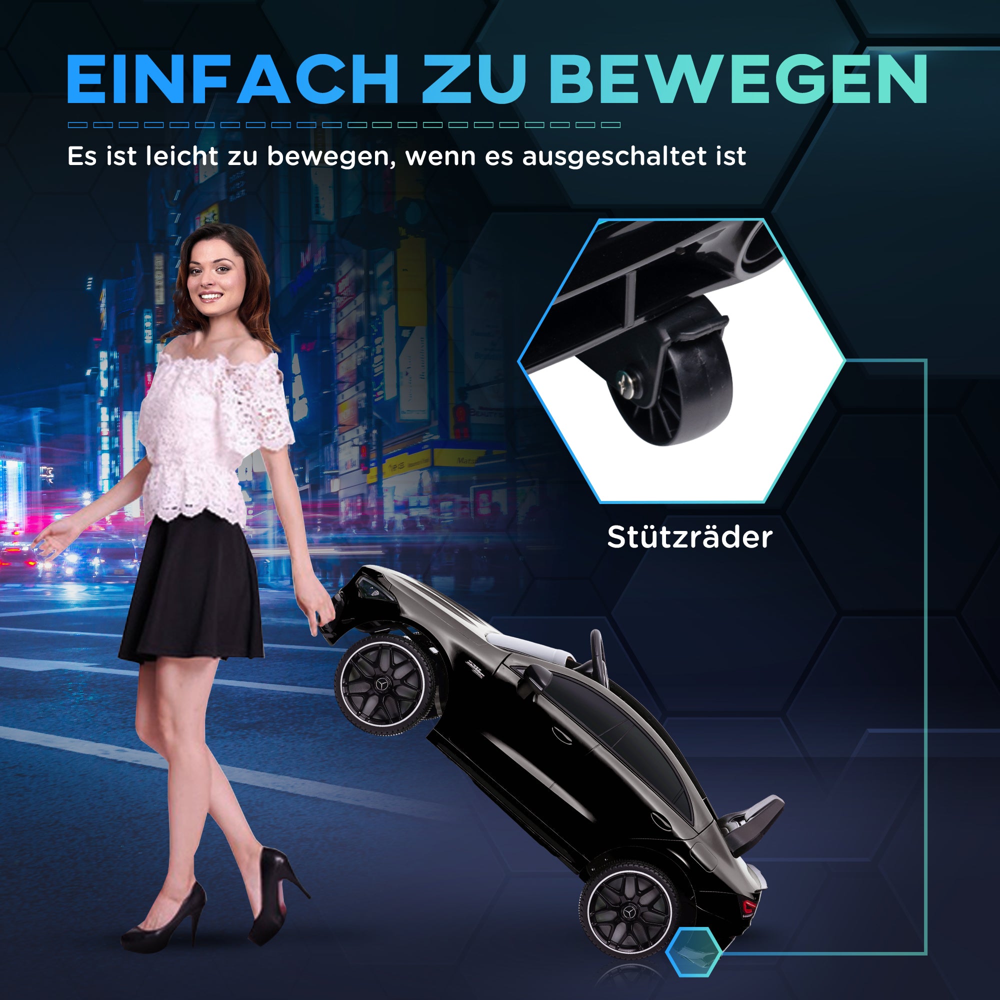 Children's Electric Car Mercedes-benz AMG CLA 45, 12V Kids Car with 2.4GHz Remote Control, Music, Electric Vehicle with Light, USB/MP3 Connection, Kids Vehicle with Horn, for 3-6 Years, Black