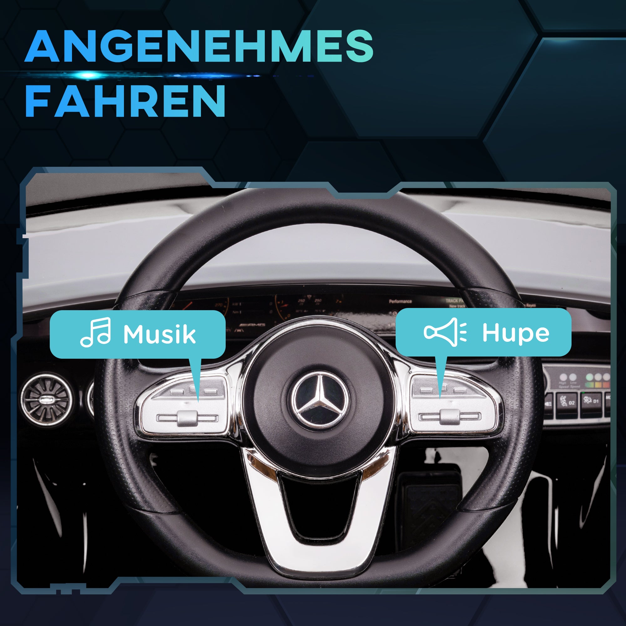 Children's Electric Car Mercedes-benz AMG CLA 45, 12V Kids Car with 2.4GHz Remote Control, Music, Electric Vehicle with Light, USB/MP3 Connection, Kids Vehicle with Horn, for 3-6 Years, Black