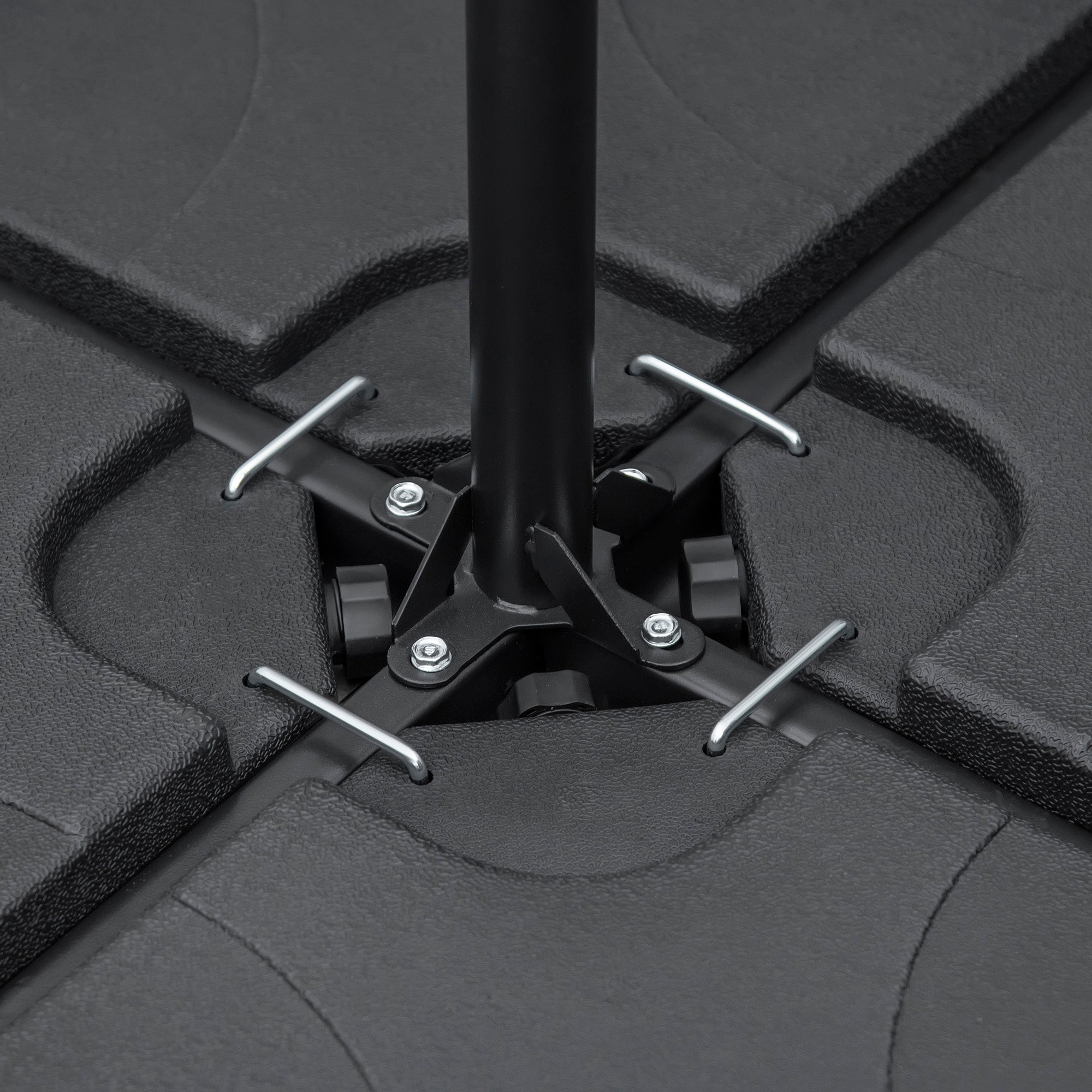 Umbrella Weight 4-Piece Set, Fillable with 60 liters of water/ 78 kg of sand, Market Umbrella Base, Base for Cantilever Umbrella, HDPE, Black