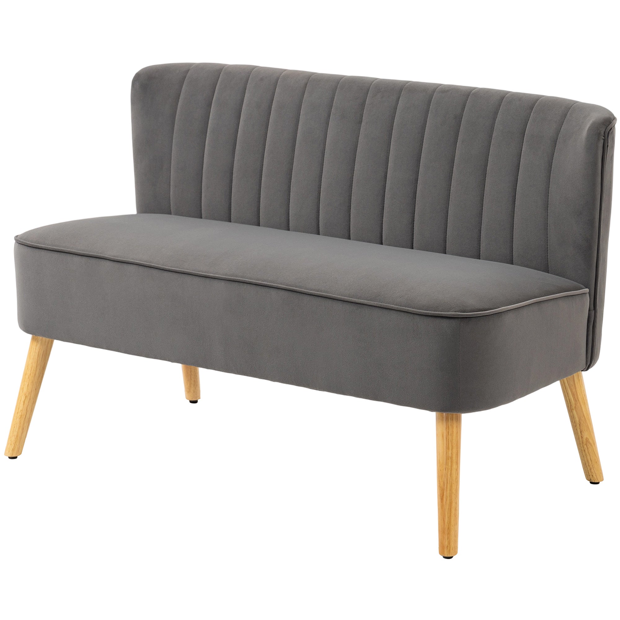 2-Seater Velvet-Look Loveseat Sofa, Modern Upholstered Small Sofa for Living Room, Bedroom, Dark Gray — 117 x 56.5 x 77 cm (46.1 x 22.2 x 30.3 in)