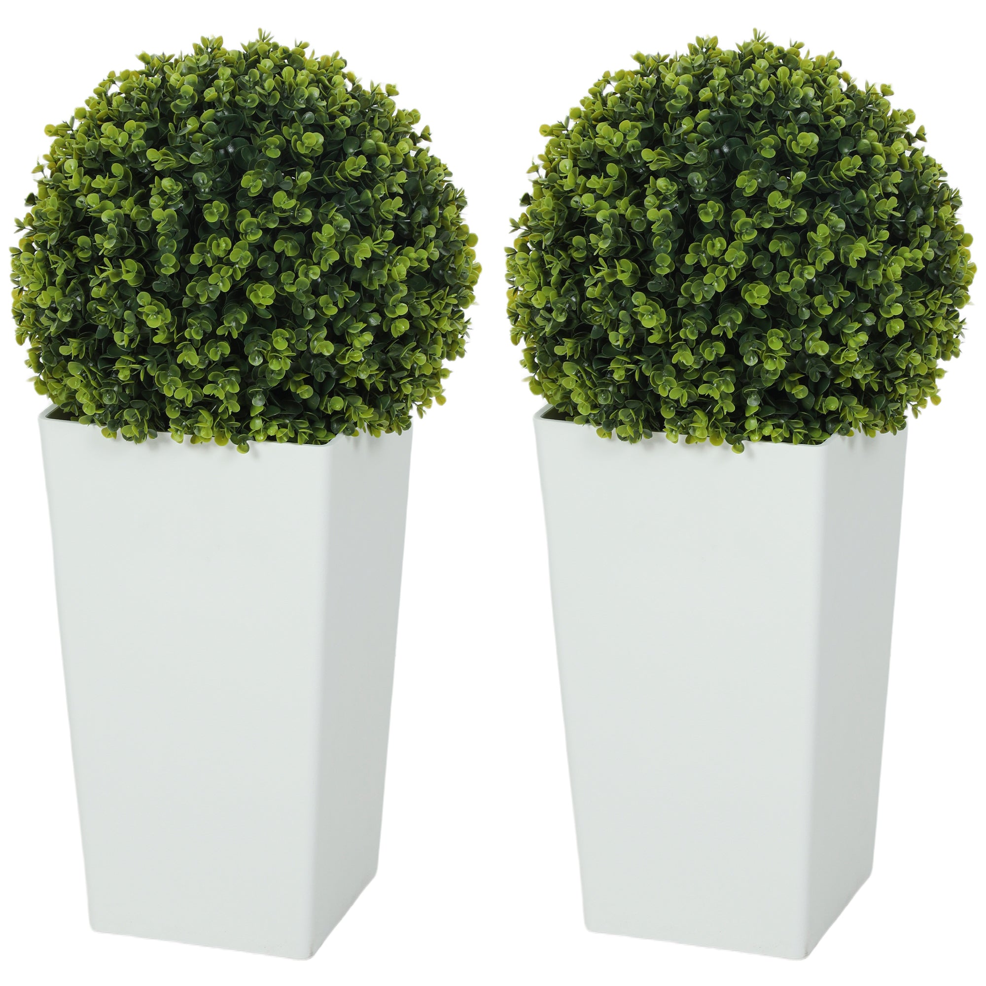 2-Pack Artificial Eucalyptus Topiary Balls, 25.6" Tall, 330 Leaves, Realistic UV-Protected Plastic Plants in Pots for Living Room, Bedroom, Office, Garden