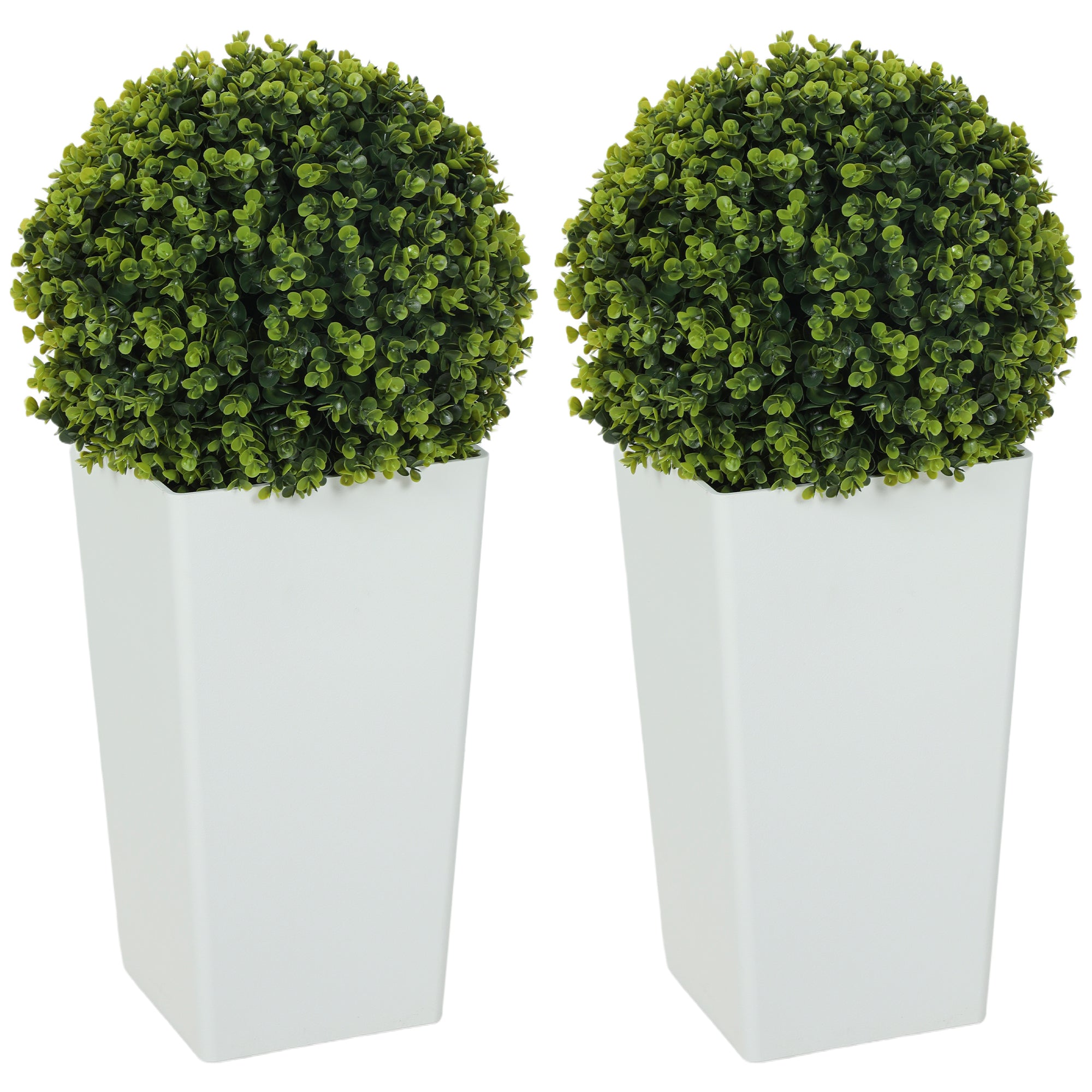 2-Pack Artificial Eucalyptus Topiary Balls, 25.6" Tall, 330 Leaves, Realistic UV-Protected Plastic Plants in Pots for Living Room, Bedroom, Office, Garden