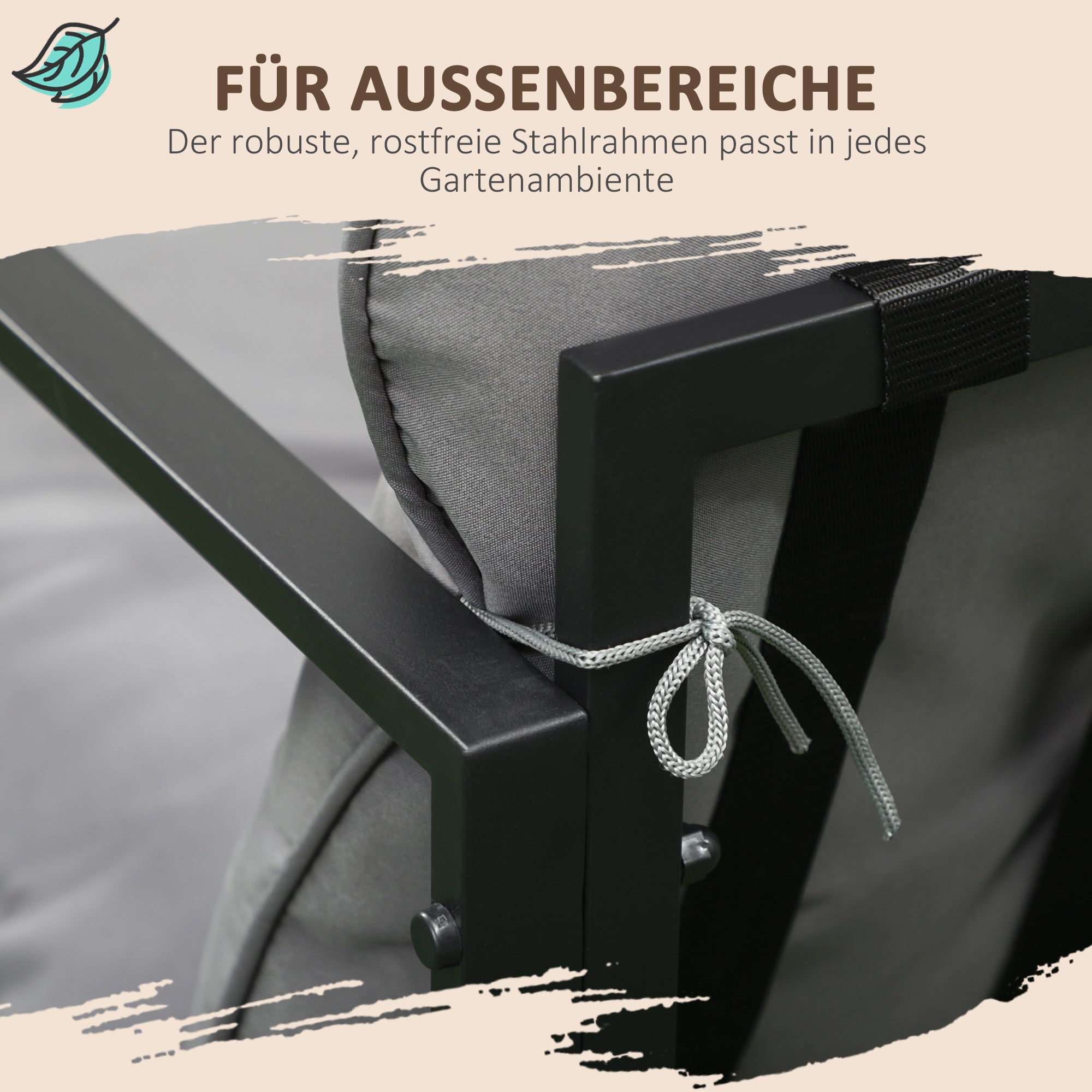 Garden Furniture Set 4 Persons Steel Weatherproof Balcony Furniture Set with 2-Seater Sofa, Armchair Glass Table Seat Cushions Outdoor Seating Group Patio Furniture Garden Set for Garden Terrace Balcony Gray+Black