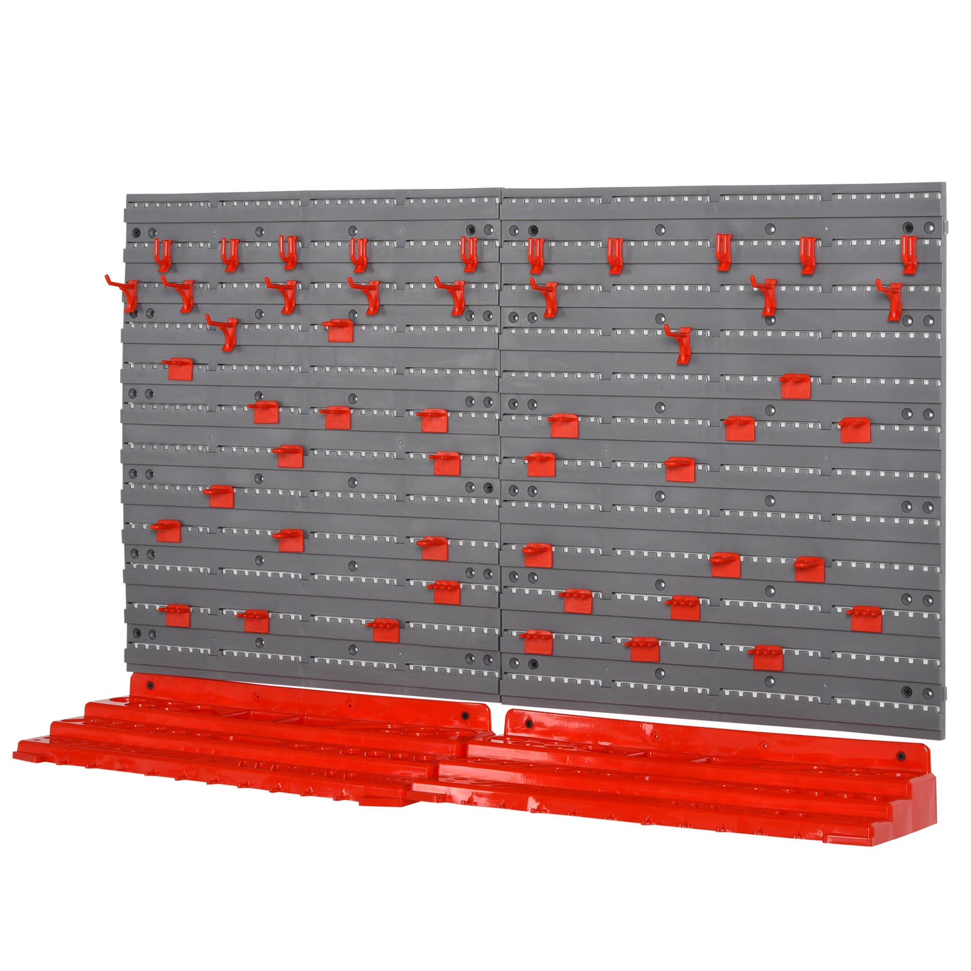 Tool Pegboard Wall Shelf 54 pcs Tool Holder Toolboard for Workshop Storage Bins Hook Set PP Grey+Red 95.5 x 23 x 53.5 cm