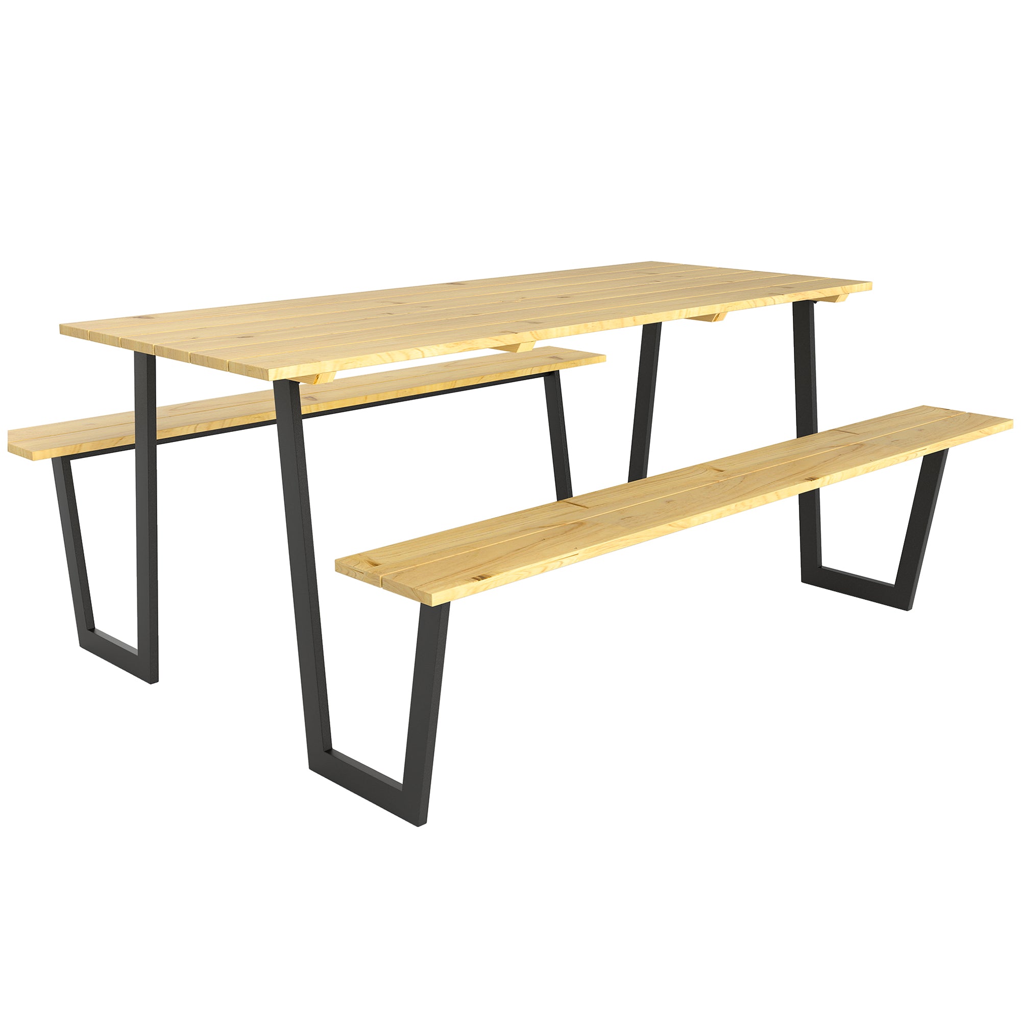 Wooden Beer Tent Set 3-Piece Party Tent Set with Umbrella Hole Beer Table 2 x Beer Bench Beer Table Set Seating Set Garden Furniture Set for Balcony, Camping, Garden 175 x 148 x 78 cm Natural Wood