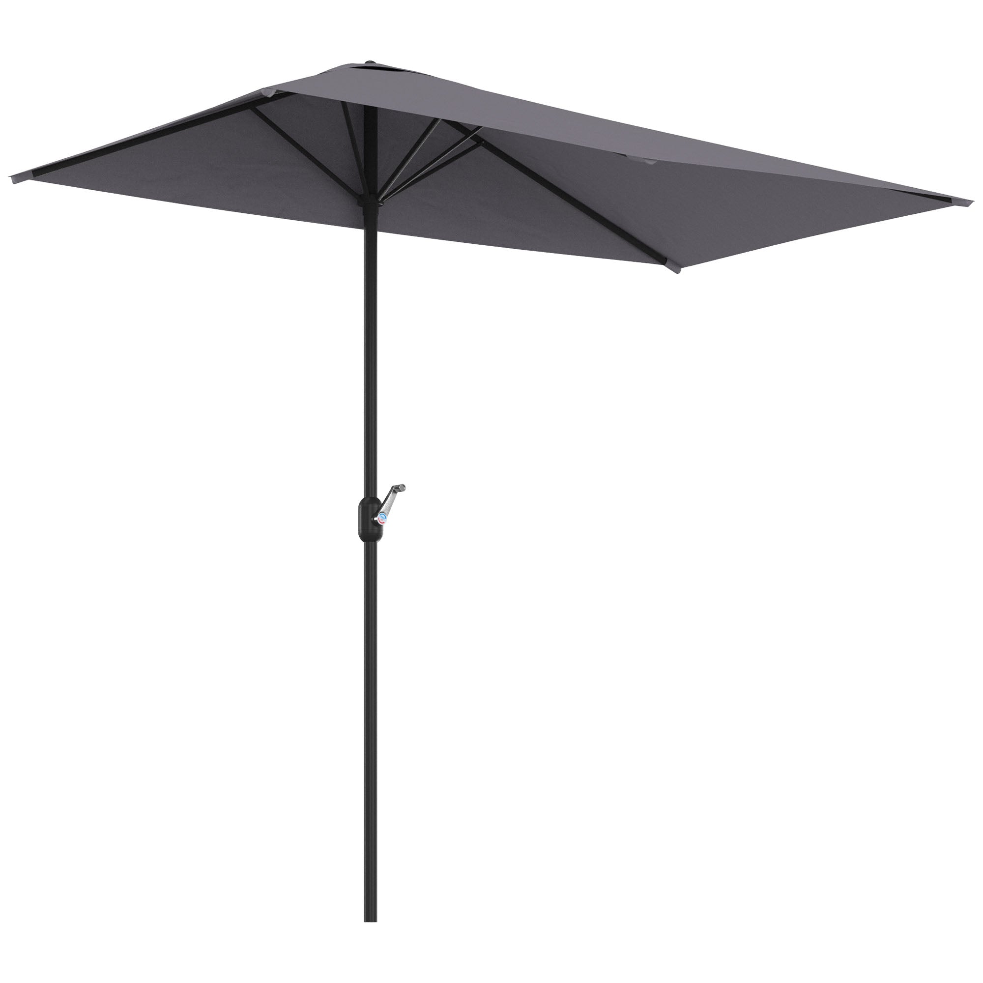 Rectangular Umbrella 90.55"L x 51.18"W x 96.45"H Wall Parasol Half Umbrella with Crank UV Protection 30+ Waterproof Umbrella for Balcony Terrace Garden Gray