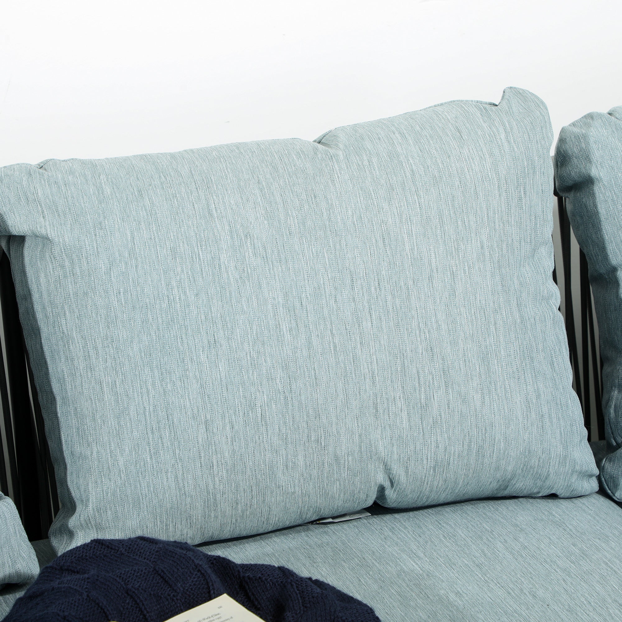 4-piece Rattan Garden Furniture Set, Seating Set with Cushions, Set with 2 Double Sofas, 1 Corner Sofa, 1 Coffee Table, Garden Set for Balcony, Patio, Aluminum+Polyester, Grey