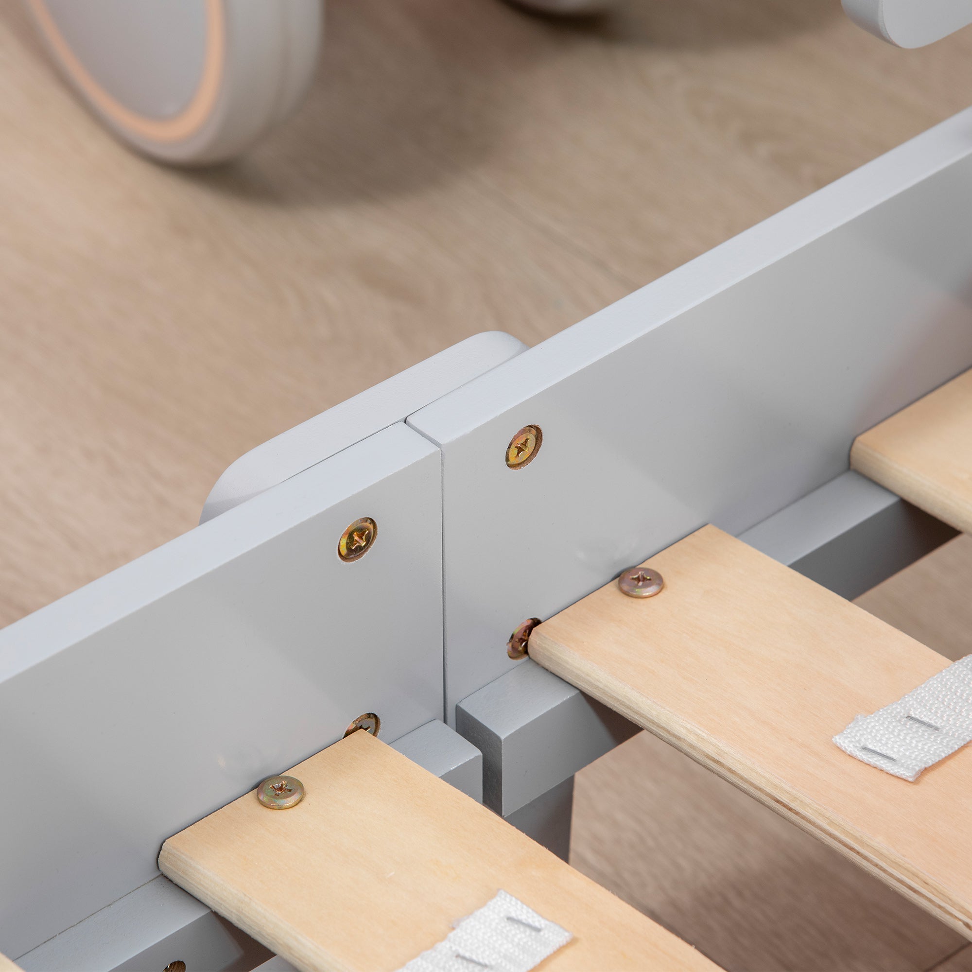 ZONEKIZ Children's Bed, Floor Bed for Children, 3 to 6 years old, 143 x 76 cm, star and moon design, slatted base included, for a child's room, gray