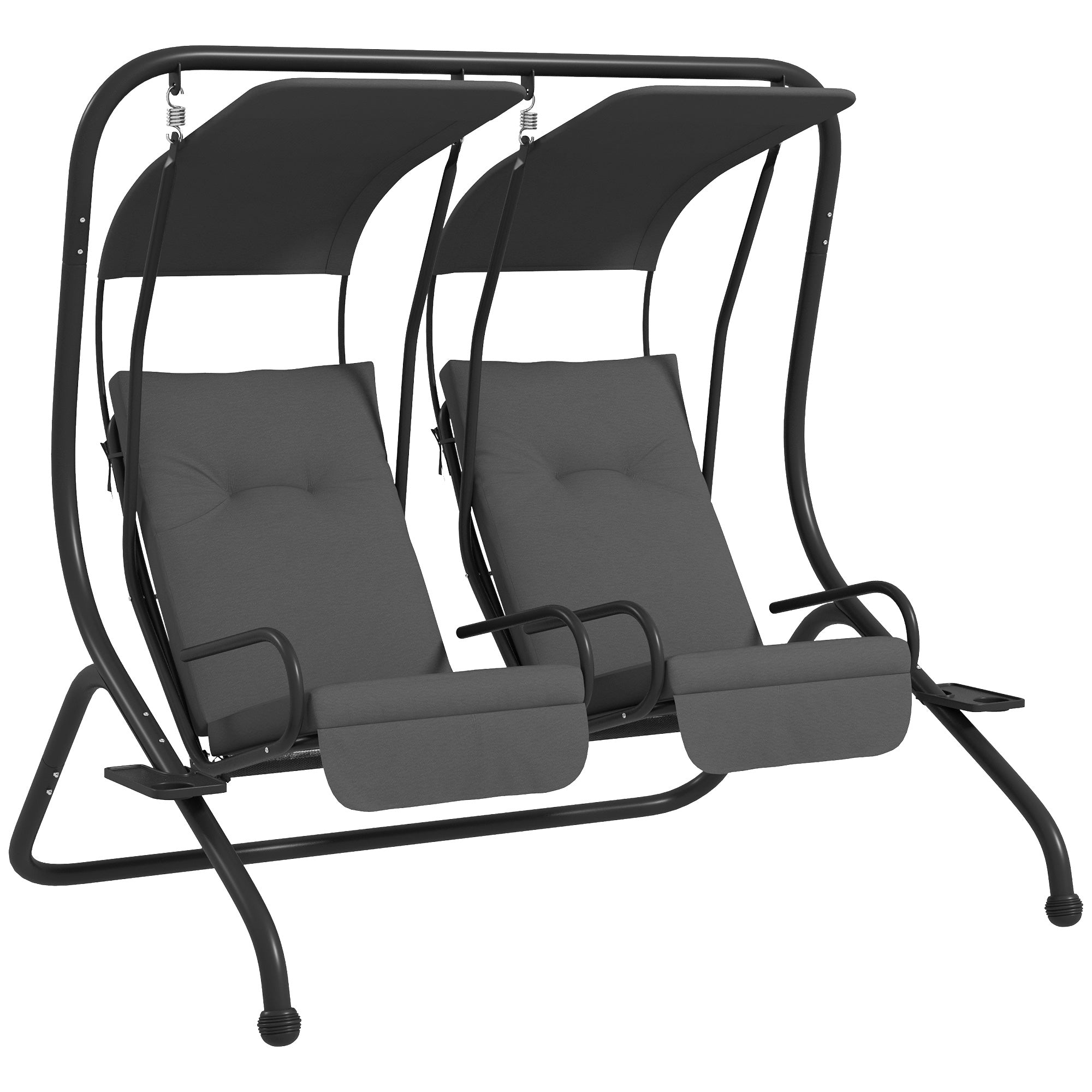 2-Seater Hollywood Swing Garden Swing with Sun Canopy Garden Steel Light Gray 170 x 136 x 170 cm